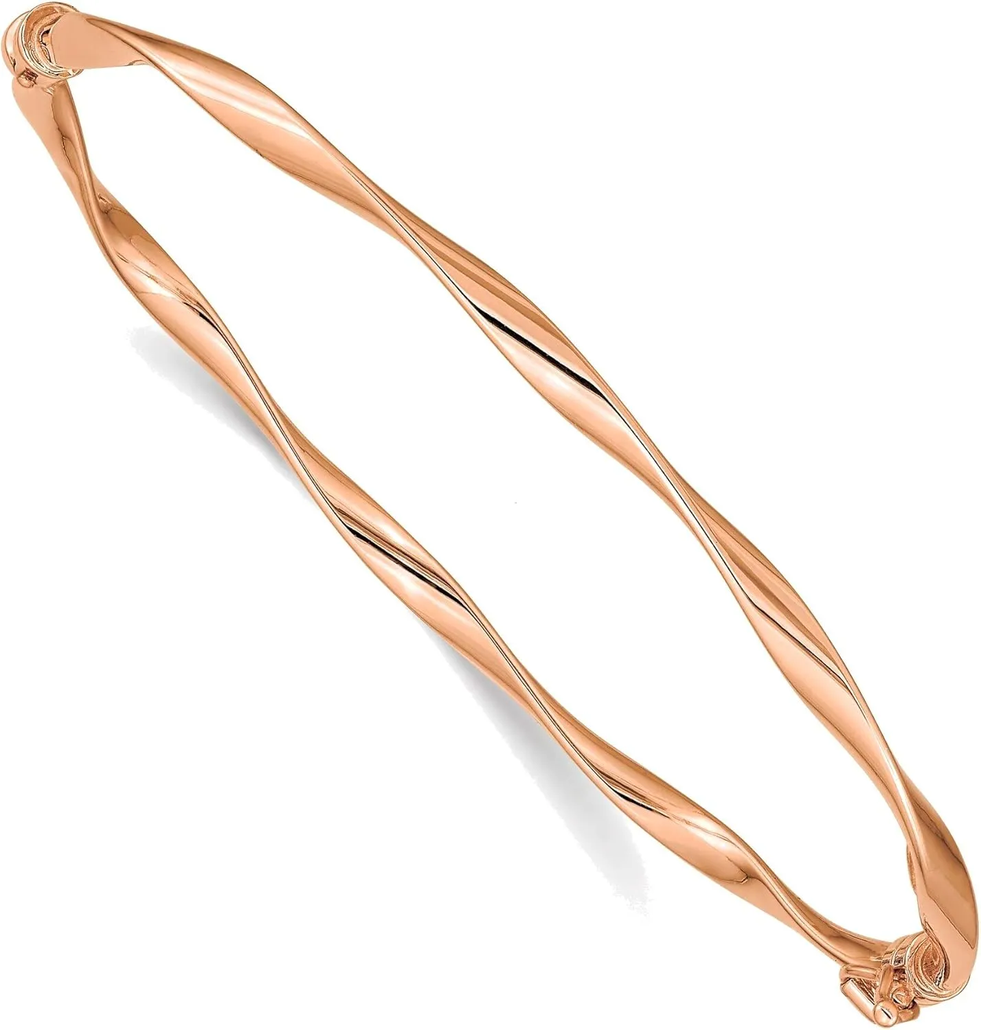 14k Rose Gold Polished Twisted Hinged Bangle Bracelet Delicate