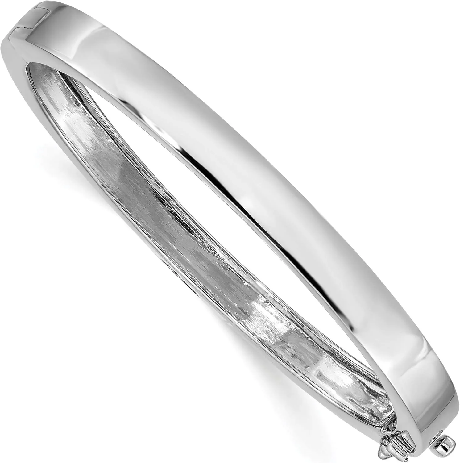 14k White Gold 6.3mm Polished Solid Hinged Bangle Bracelet Delicate