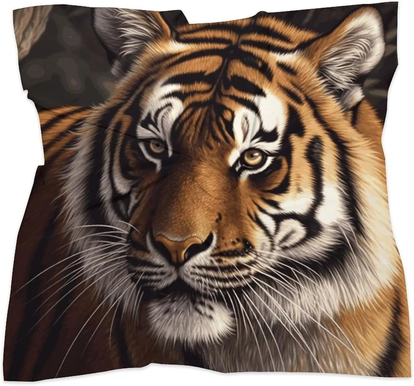 18" Silk Scarf Lightweight Satin Bengal Tiger Head Scarf Fashion Neck Head Scarves Headband Silk Scarves for Women Men Boho Hair Wrap Kerchief Hair Bandanas Square Neckerchief
