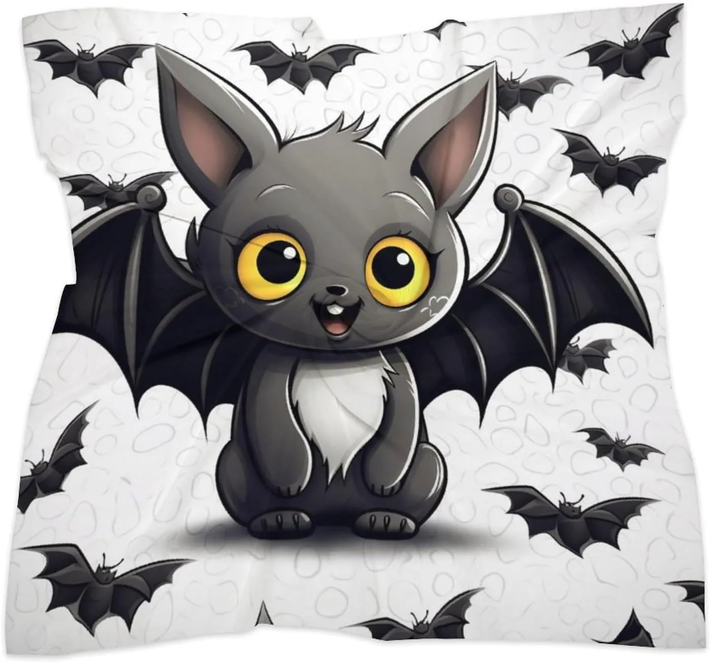 18" Silk Scarf Lightweight Satin Cute Bat Head Scarf Fashion Neck Head Scarves Headband Silk Scarves for Women Men Boho Hair Wrap Kerchief Hair Bandanas Square Neckerchief