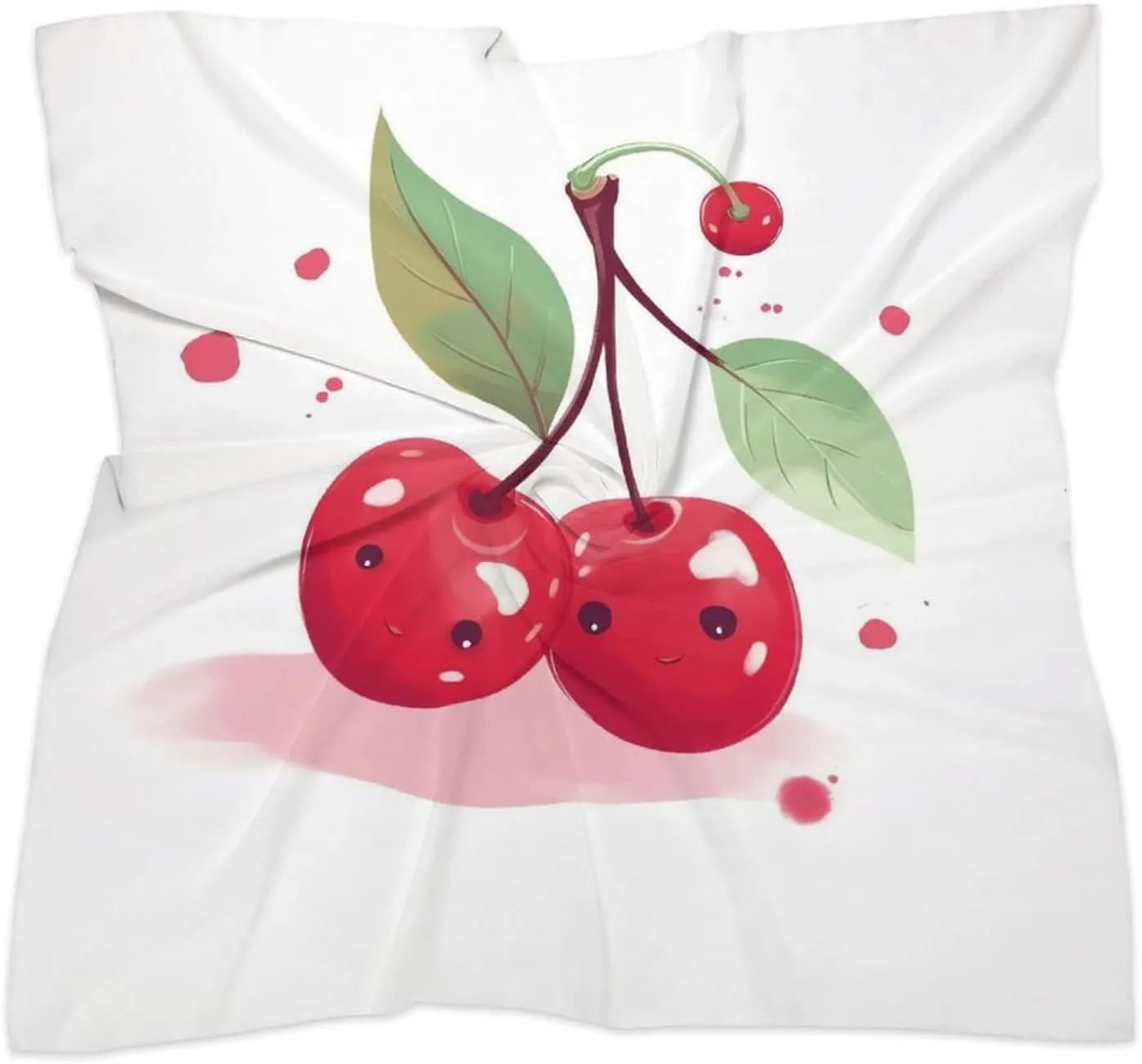 18" Silk Scarf Lightweight Satin Cute Cherry Head Scarf Fashion Neck Head Scarves Headband Silk Scarves for Women Men Boho Hair Wrap Kerchief Hair Bandanas Square Neckerchief