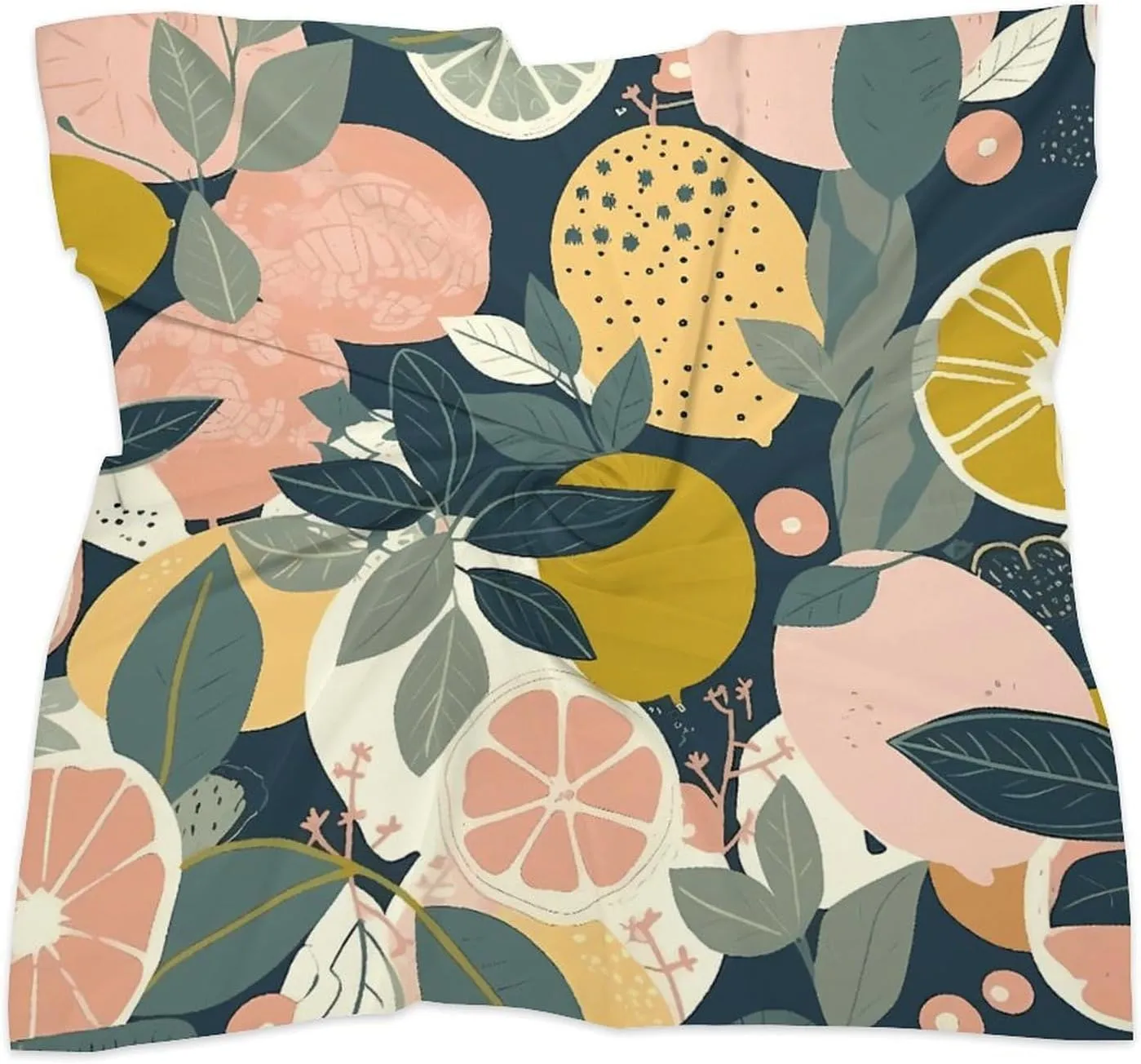 18" Silk Scarf Lightweight Satin Lemon Citrus Head Scarf Fashion Neck Head Scarves Headband Silk Scarves for Women Men Boho Hair Wrap Kerchief Hair Bandanas Square Neckerchief