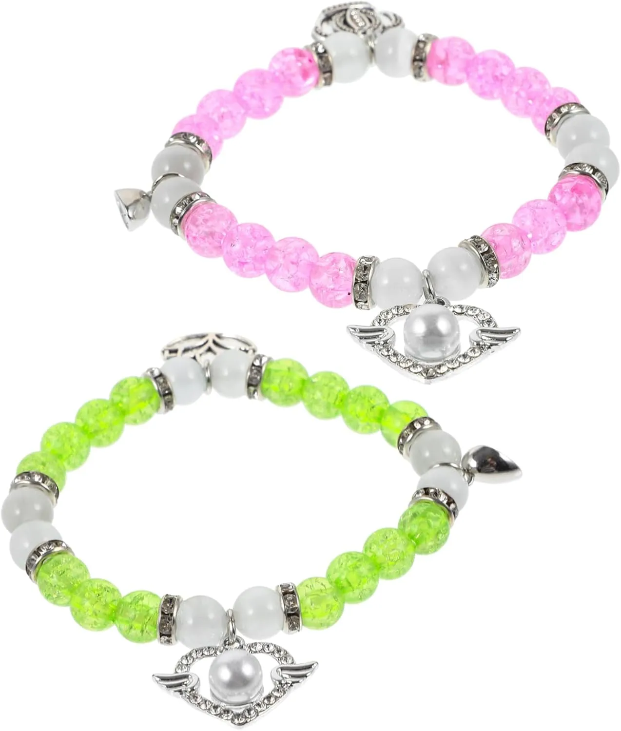 1Pair Delicate Heart Matching Bracelets for Couples Beaded Jewelry for Romantic Elastic Friendship Bracelets for Men and Women for Valentine Day