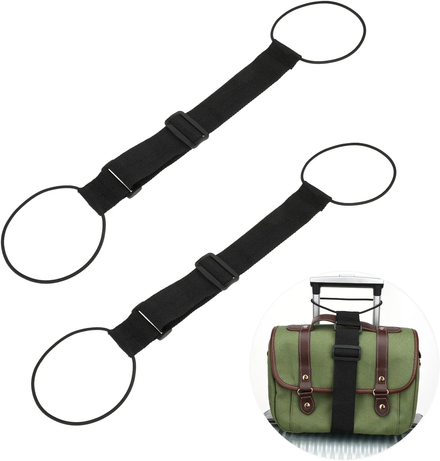 2 Pack Luggage Straps Bungees Luggage Straps for Add a Bag Luggage Lightweight Easy Elastic Wrap Belts Adjustable Travel Bag Bungees for Attaching Extra Bags Purse to Suitcase Handle for Handbag