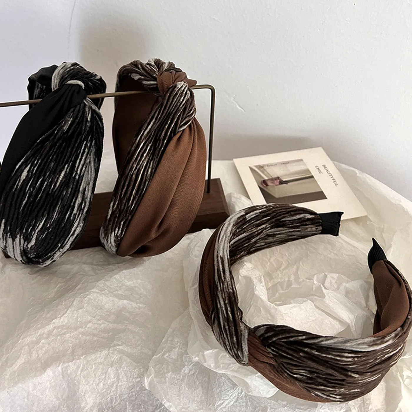 2 Pack Wide Knotted Headbands for Women Elegant Pleated Fashion Hairband Hair Accessories Gifts