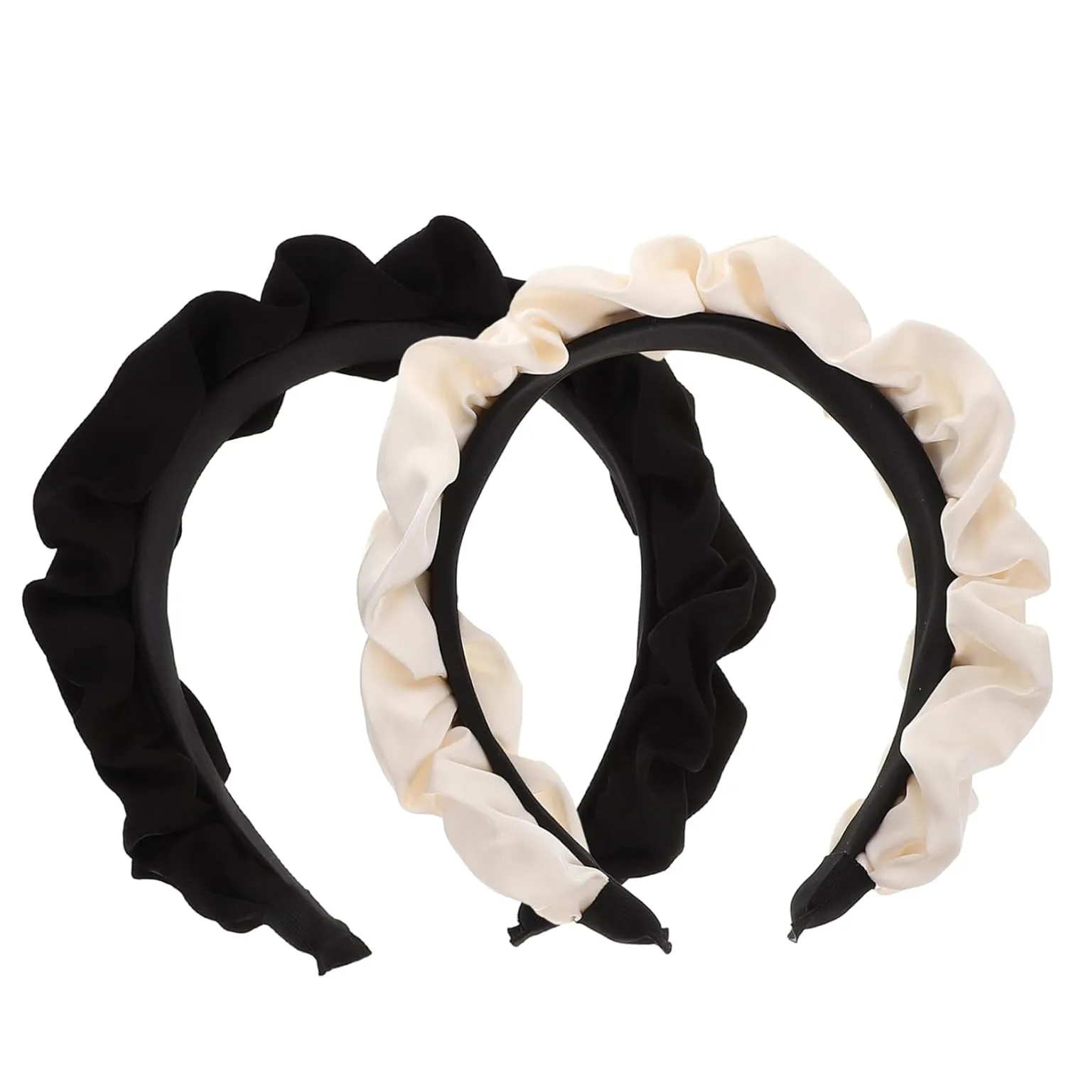 2 Pcs Wide Pleated Satin Headband Face Washing Headband for Women Boho Style Hair Accessories