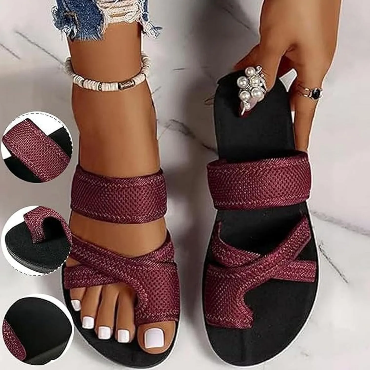 2025 Women's Comfortable Breathable Mesh Flip Flops Hollow Soft Sole Mesh Comfort Orthopedic Shoes for Walking