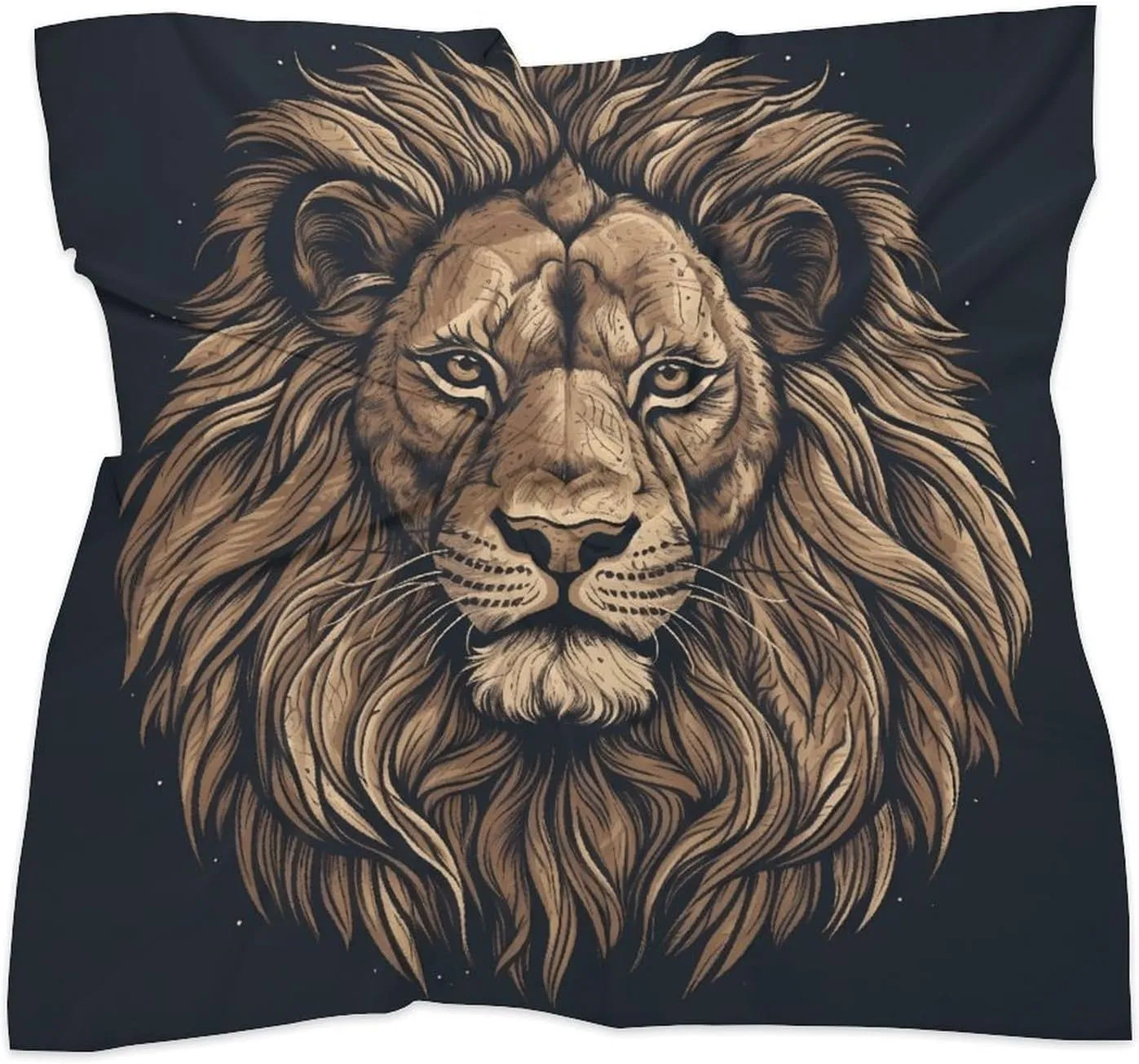 25" Silk Scarf Lightweight Satin Cartoon Lion Head Scarf Fashion Neck Head Scarves Headband Silk Scarves for Women Men Boho Hair Wrap Kerchief Hair Bandanas Square Neckerchief