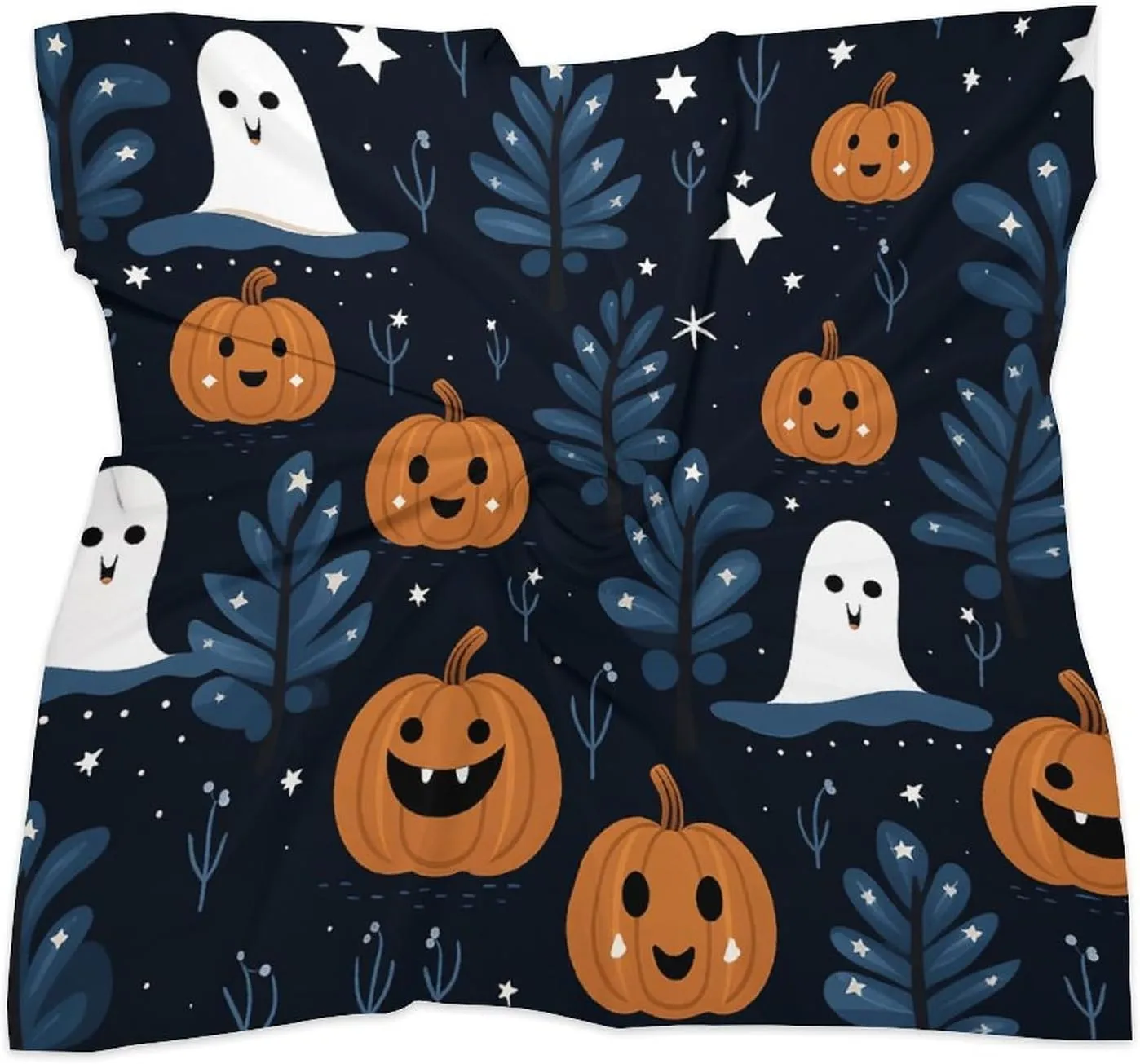 25" Silk Scarf Lightweight Satin Cartoon Pumpkin Head Head Scarf Fashion Neck Head Scarves Headband Silk Scarves for Women Men Boho Hair Wrap Kerchief Hair Bandanas Square Neckerchief