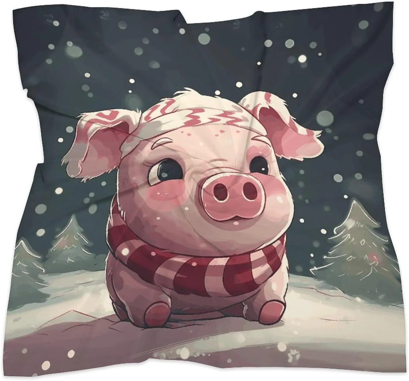 25" Silk Scarf Lightweight Satin Christmas Tree Piggy Head Scarf Fashion Neck Head Scarves Headband Silk Scarves for Women Men Boho Hair Wrap Kerchief Hair Bandanas Square Neckerchief