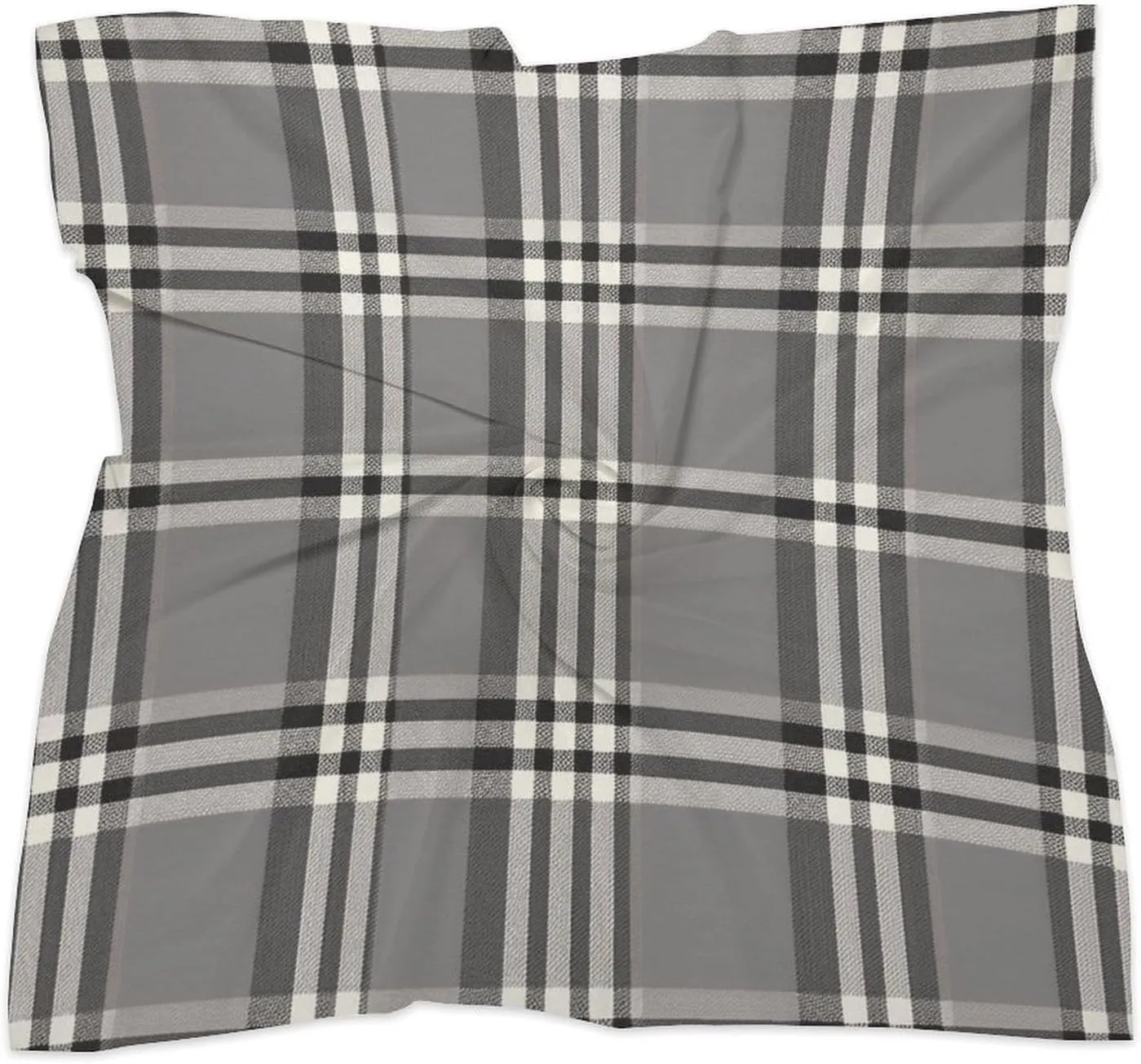25" Silk Scarf Lightweight Satin Gray Plaid Lines Head Scarf Fashion Neck Head Scarves Headband Silk Scarves for Women Men Boho Hair Wrap Kerchief Hair Bandanas Square Neckerchief