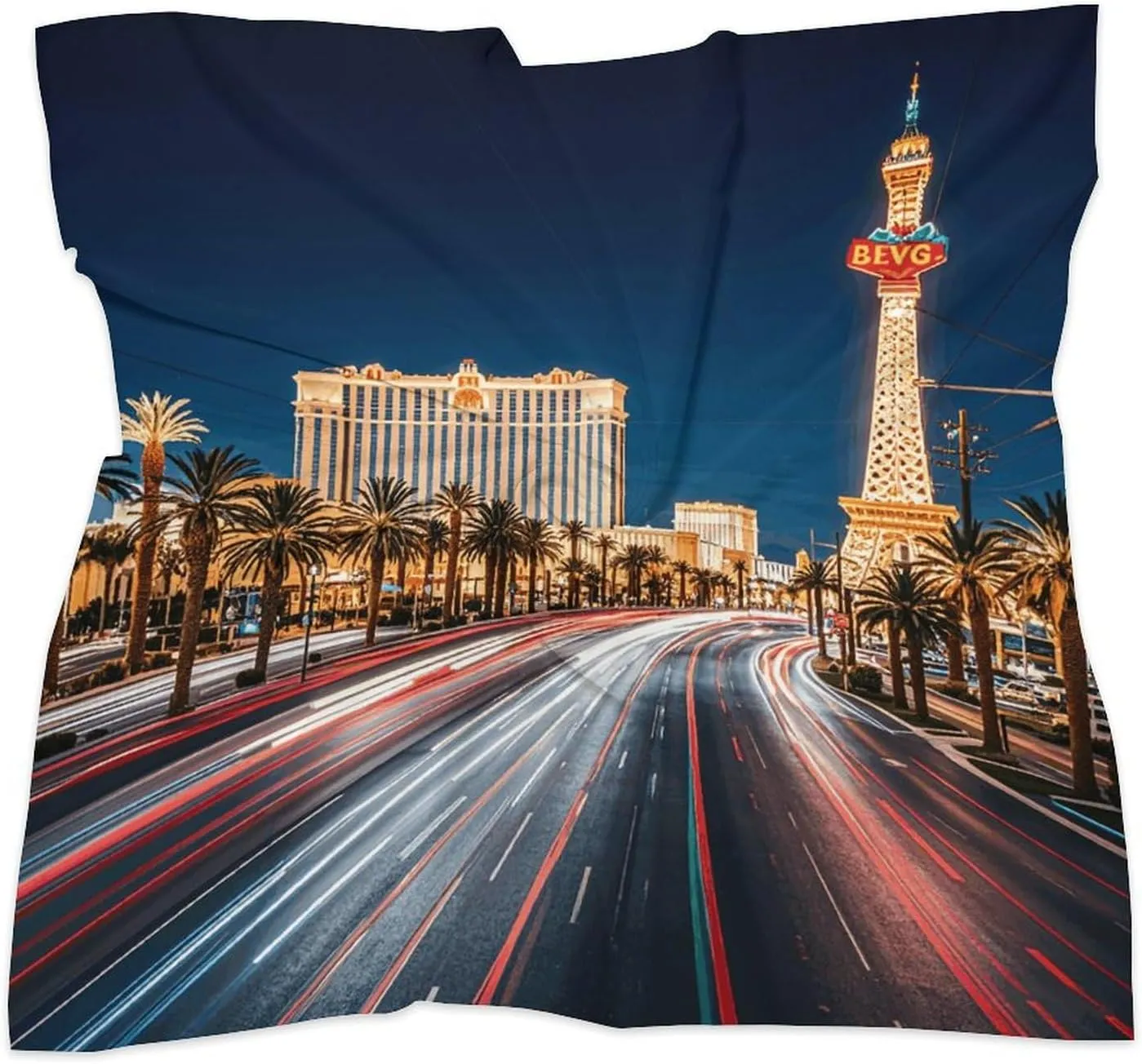 25" Silk Scarf Lightweight Satin Las Vegas Night Head Scarf Fashion Neck Head Scarves Headband Silk Scarves for Women Men Boho Hair Wrap Kerchief Hair Bandanas Square Neckerchief