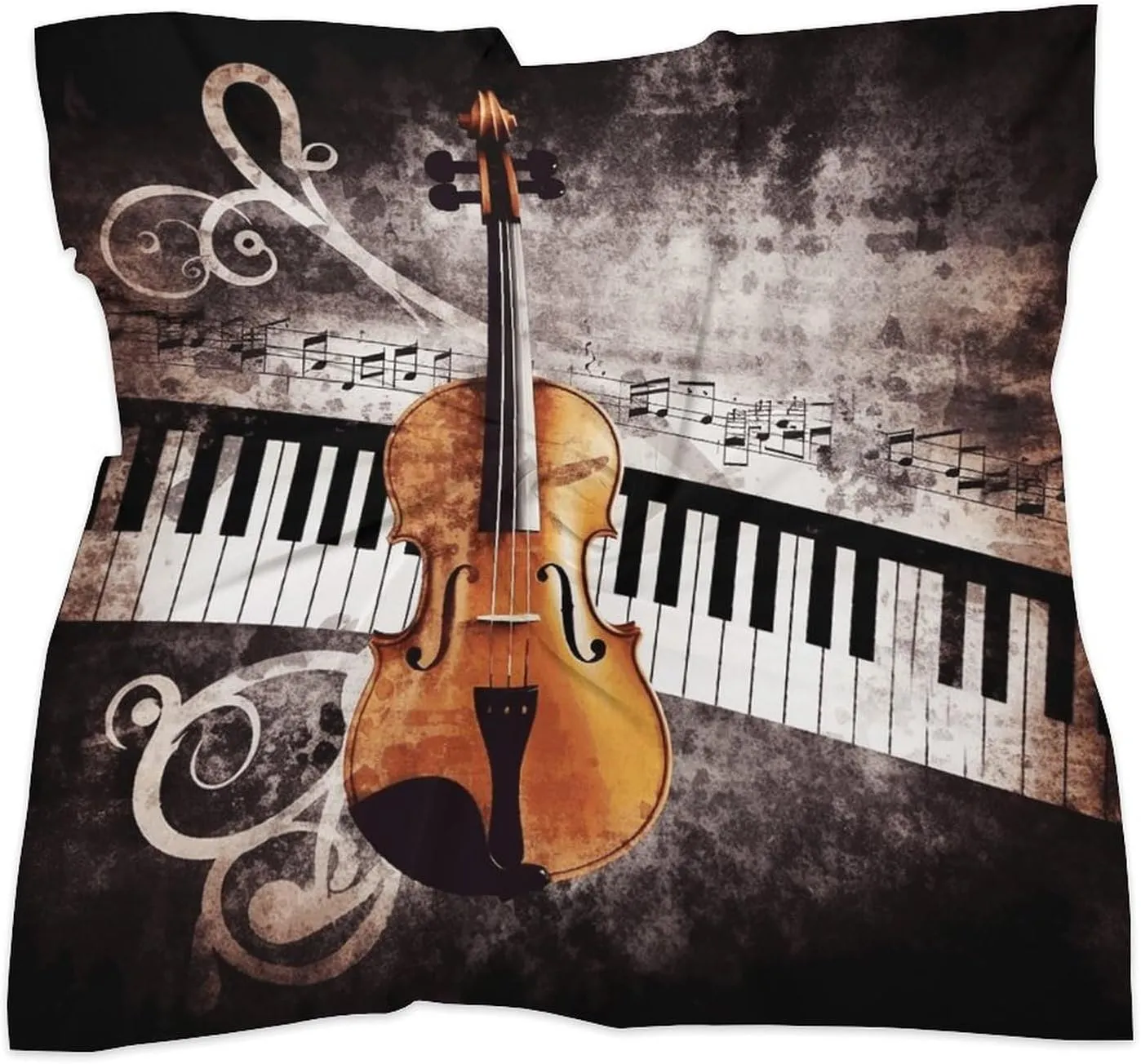 25" Silk Scarf Lightweight Satin Piano Violin Head Scarf Fashion Neck Head Scarves Headband Silk Scarves for Women Men Boho Hair Wrap Kerchief Hair Bandanas Square Neckerchief