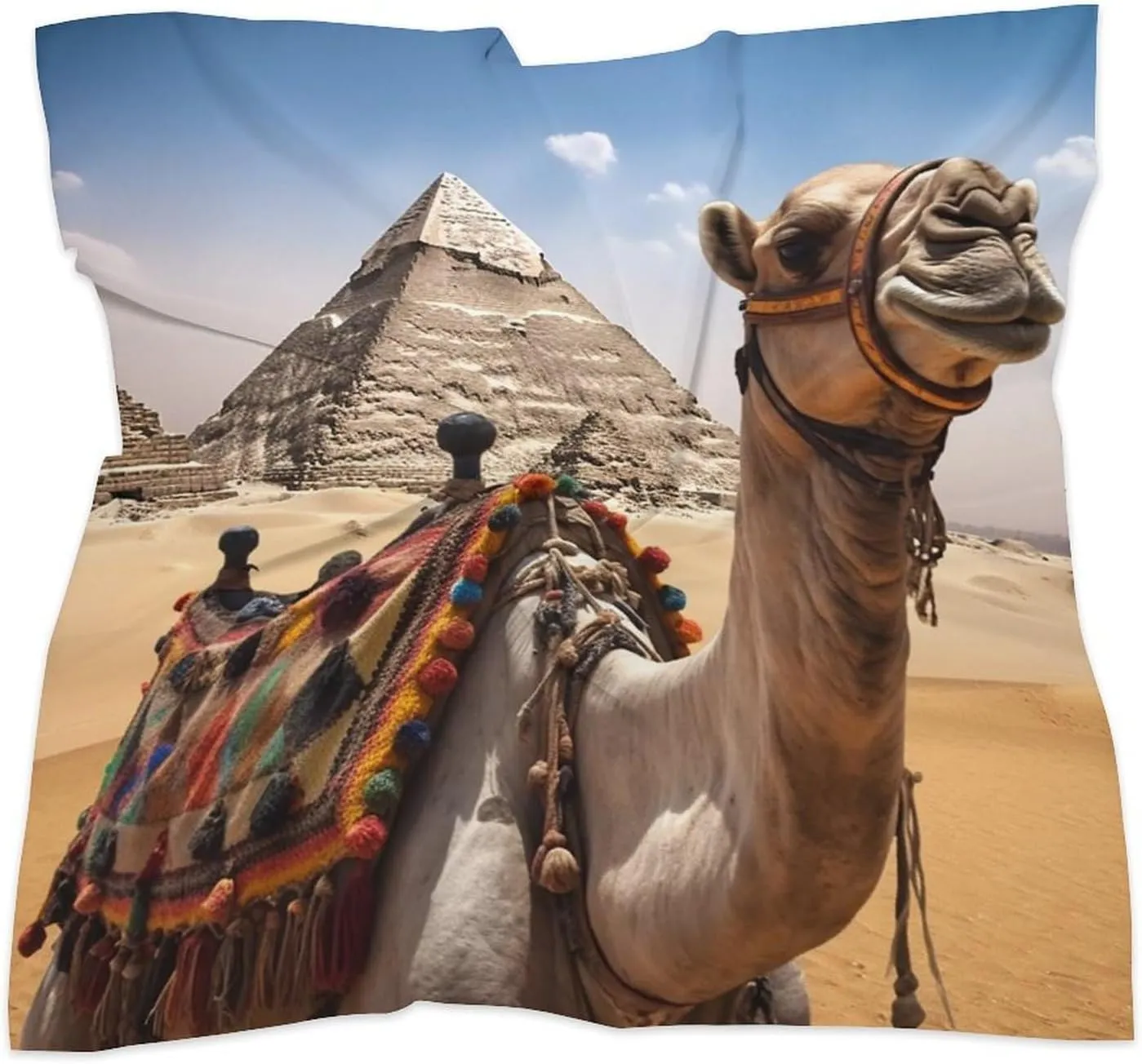 25" Silk Scarf Lightweight Satin Pyramid Camel Head Scarf Fashion Neck Head Scarves Headband Silk Scarves for Women Men Boho Hair Wrap Kerchief Hair Bandanas Square Neckerchief