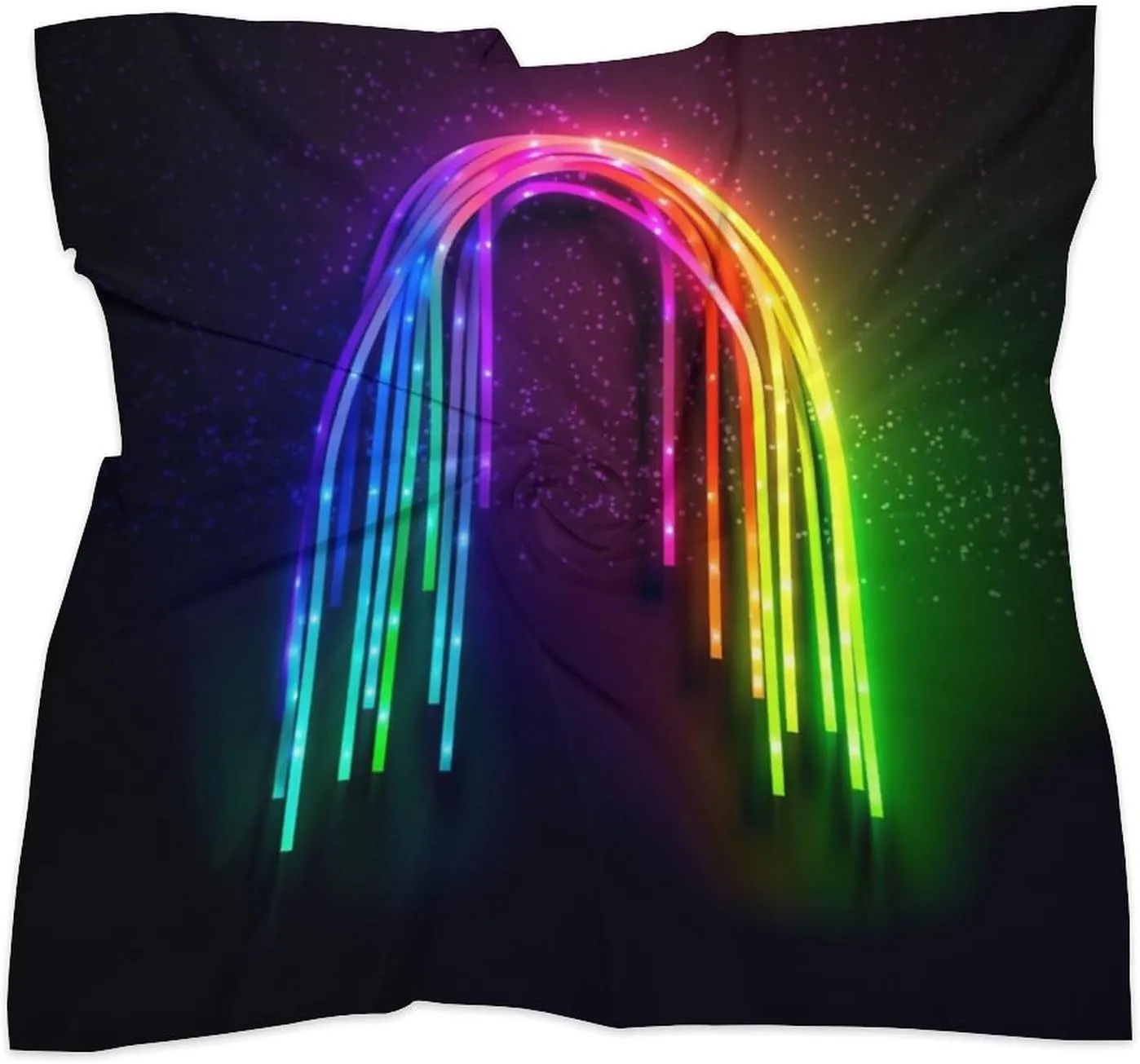 25" Silk Scarf Lightweight Satin Rainbow Neon Head Scarf Fashion Neck Head Scarves Headband Silk Scarves for Women Men Boho Hair Wrap Kerchief Hair Bandanas Square Neckerchief