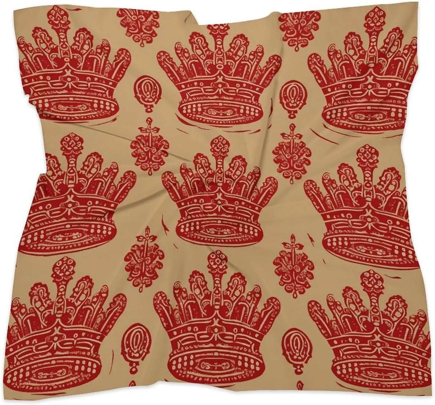 25" Silk Scarf Lightweight Satin Red Crown Head Scarf Fashion Neck Head Scarves Headband Silk Scarves for Women Men Boho Hair Wrap Kerchief Hair Bandanas Square Neckerchief