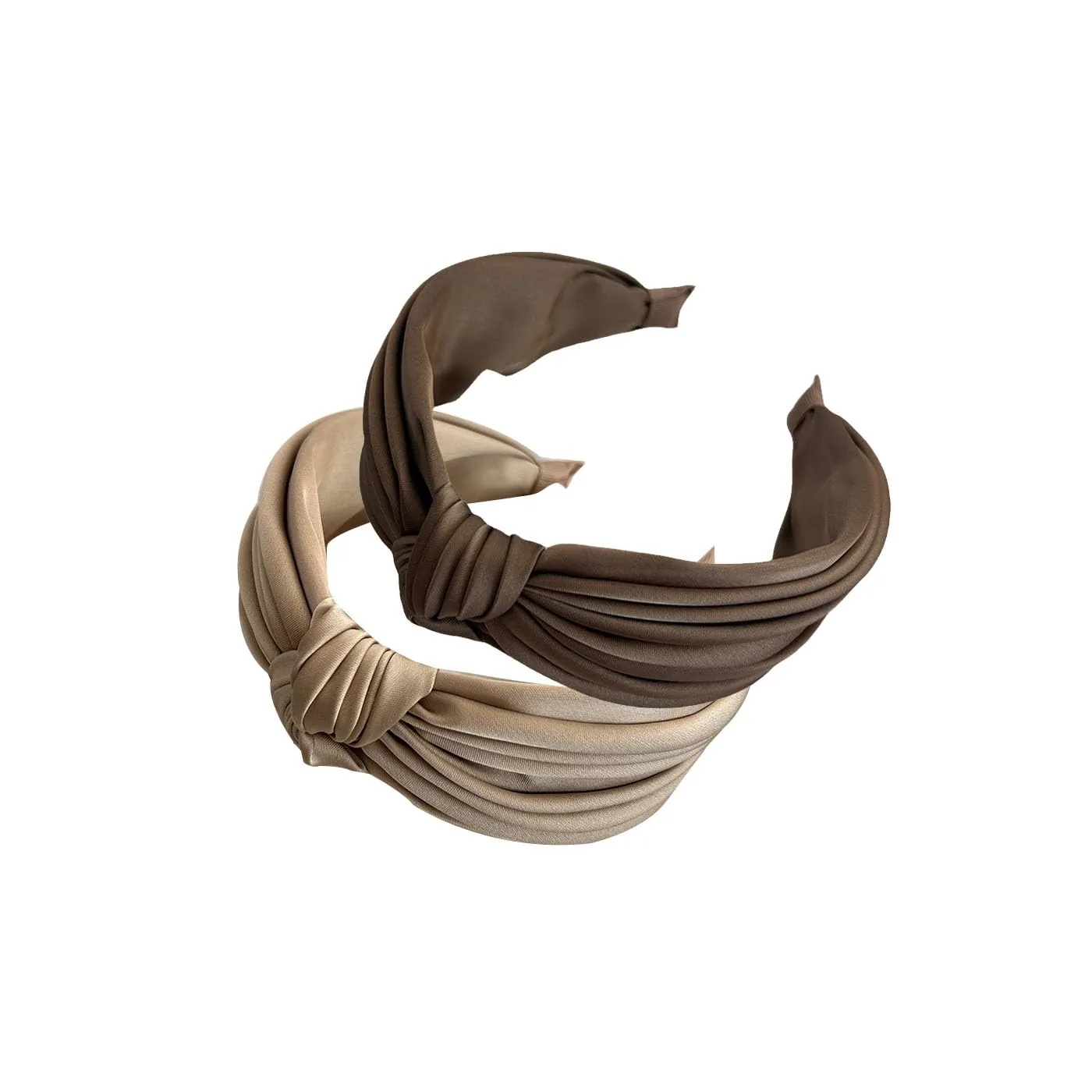 2PCS Pleated Knot Headbands for Women, Knotted Wide Hairband, Fashion Elegant Hair Accessories for Girl