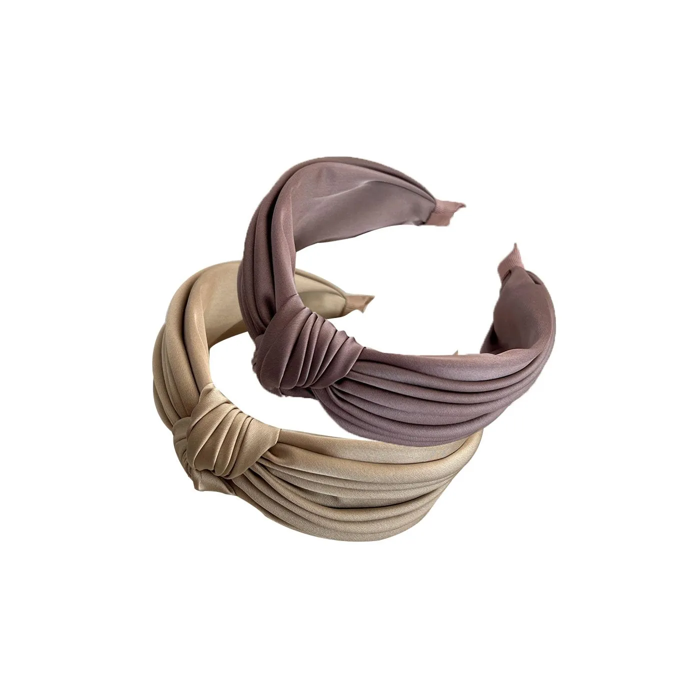 2PCS Pleated Knot Headbands for Women, Knotted Wide Hairband, Fashion Elegant Hair Accessories for Girl