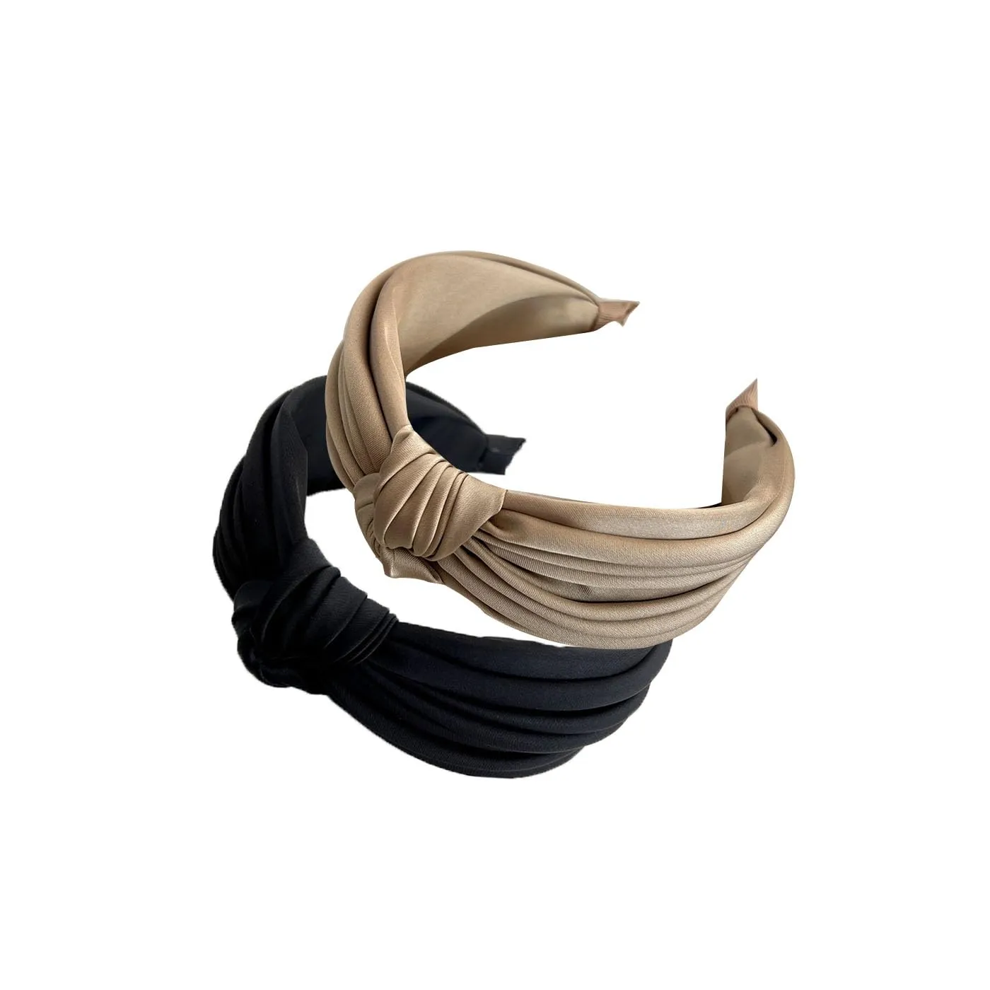2PCS Pleated Knot Headbands for Women, Knotted Wide Hairband, Fashion Elegant Hair Accessories for Girl