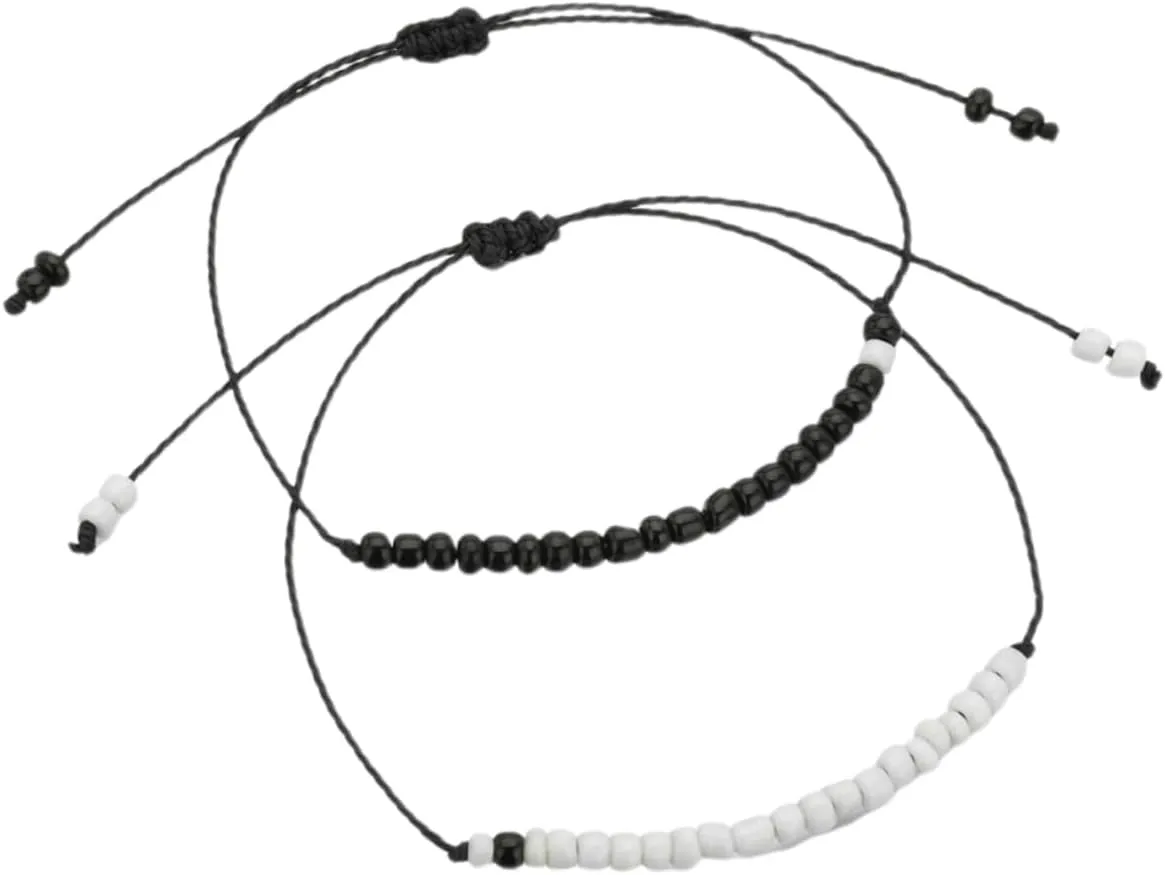 2pcs Woven Bracelet for Women Delicate and Beaded Friendship Bangles Chic Accessories for Daily Outfits present for Couples and Friends
