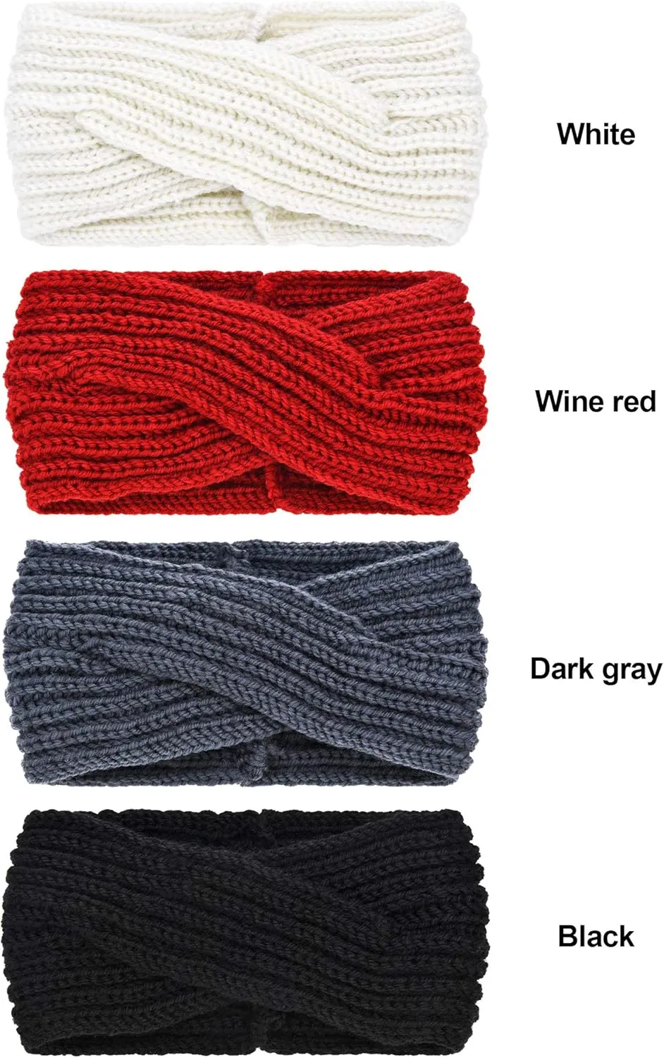 4 Pieces Winter Chunky Knit Headbands Braided Knitted Head Band Ear Warmer Crochet Head Wraps for Women Girls