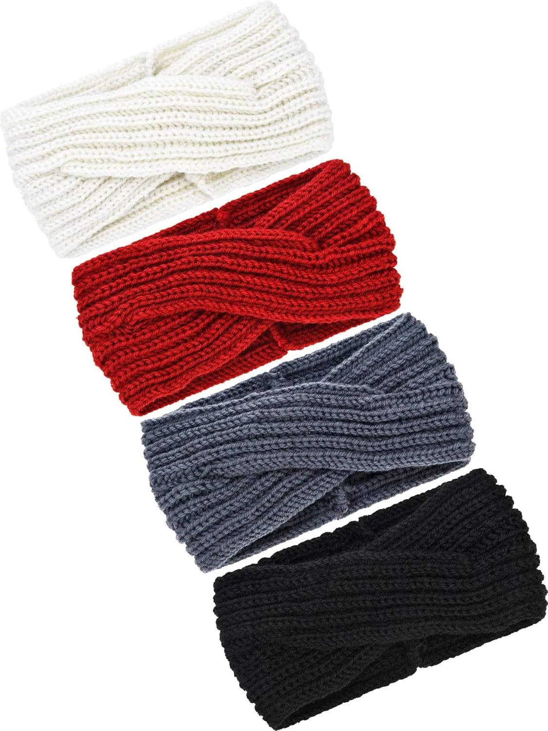 4 Pieces Winter Chunky Knit Headbands Braided Knitted Head Band Ear Warmer Crochet Head Wraps for Women Girls