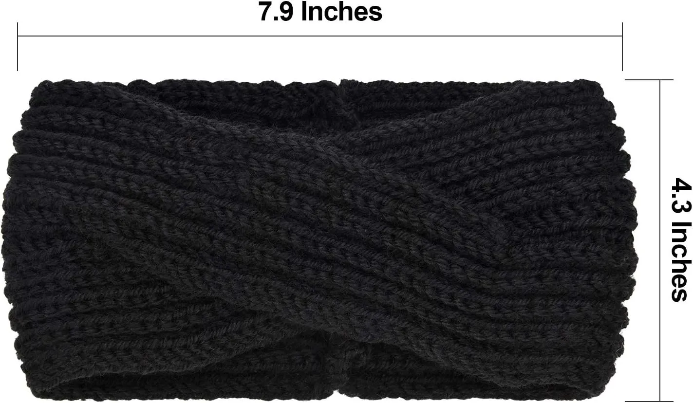 4 Pieces Winter Chunky Knit Headbands Braided Knitted Head Band Ear Warmer Crochet Head Wraps for Women Girls