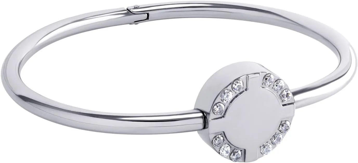 555Jewelry Stainless Steel CZ Delicate Hinged Bangle Bracelet for Women & Girls