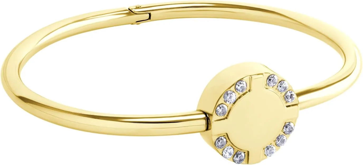 555Jewelry Stainless Steel CZ Delicate Hinged Bangle Bracelet for Women & Girls