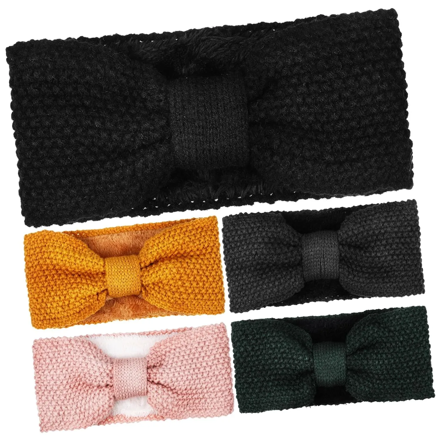 5Pcs Female Headband Knitted Elastic Hairbands for Yoga Fitness and Casual Wear Durable Stylish Hair Accessories Fog Ginger Deep