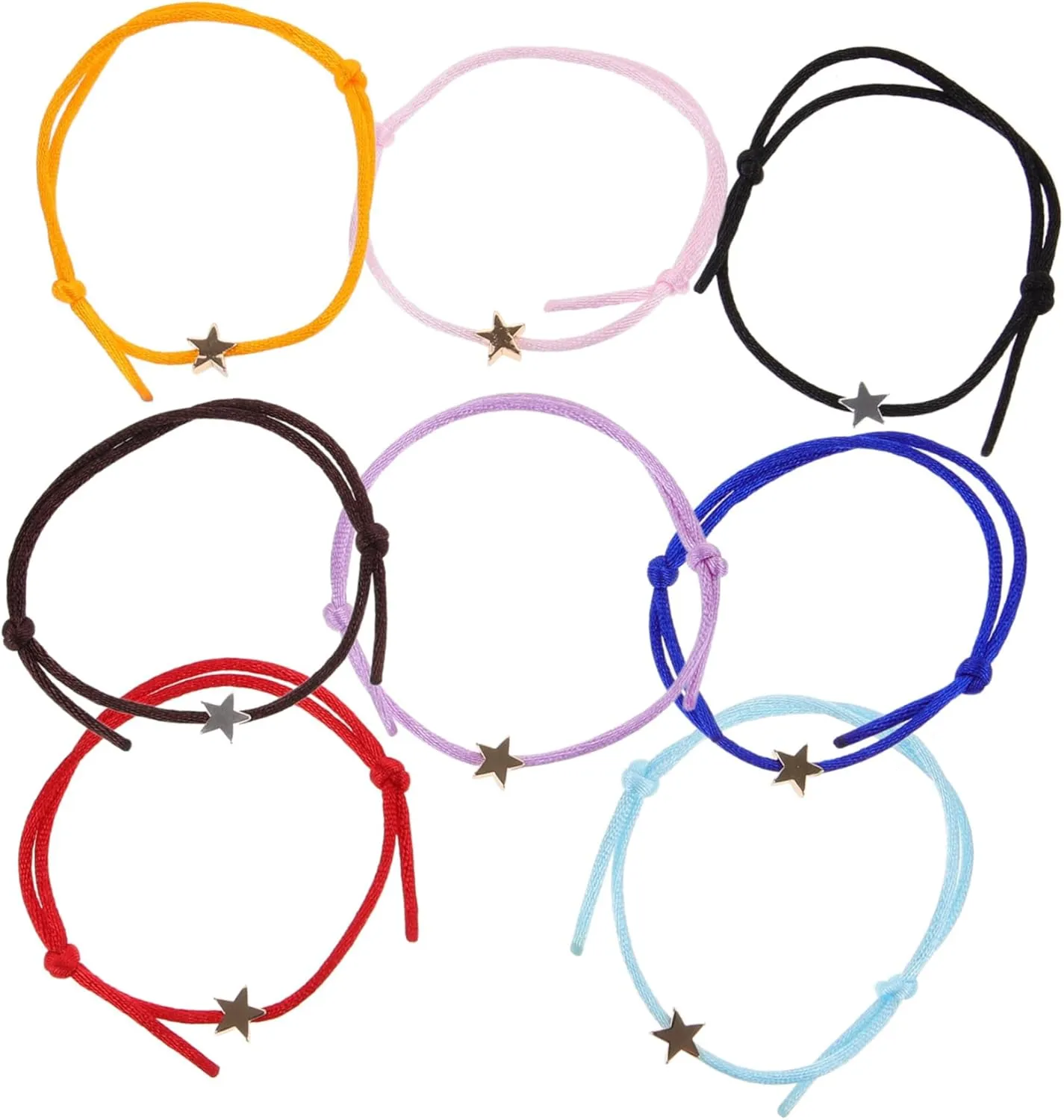 8pcs Adjustable Star Woven Bracelet for Women Delicate Braided Decorative Bracelets Stylish Accessories for Various Occasions