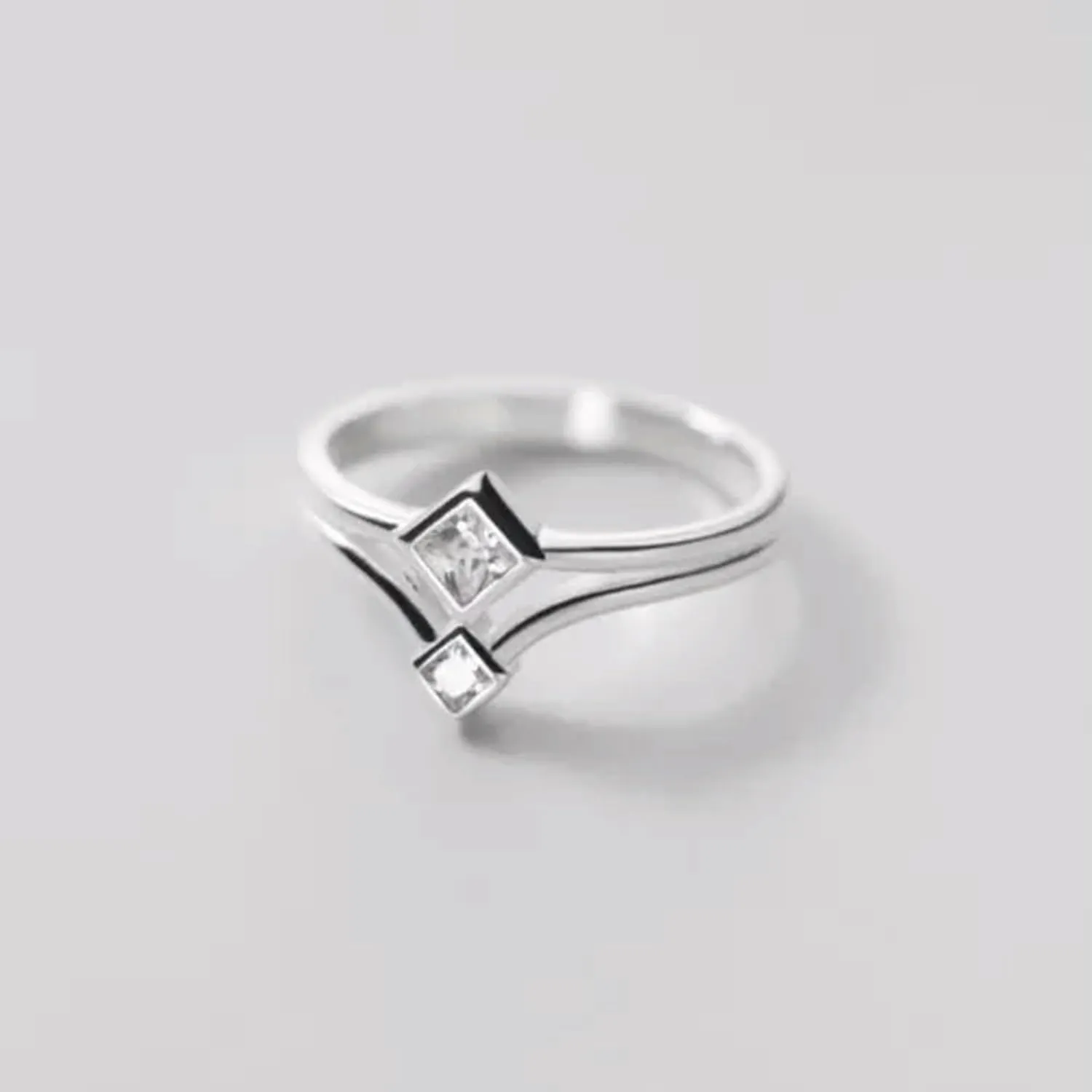 925 Silver Crystal CZ Wish Bone Wrap Ring, Pinkie Midi Ring A3006-5.5-Rose Gold