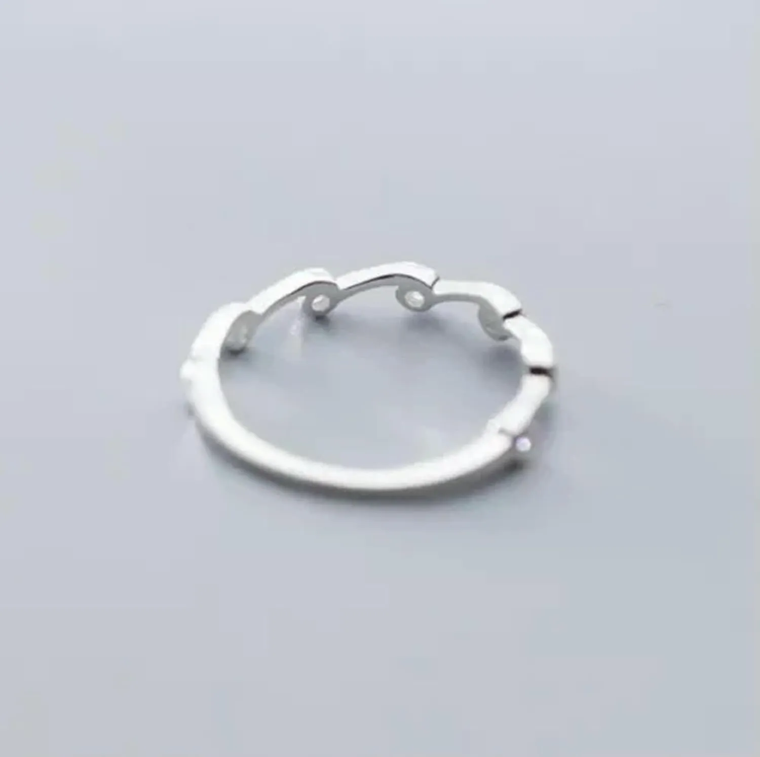 925 Silver CZ Wave Thin Skinny Midi Pinkie Thumb Ring A3837-7