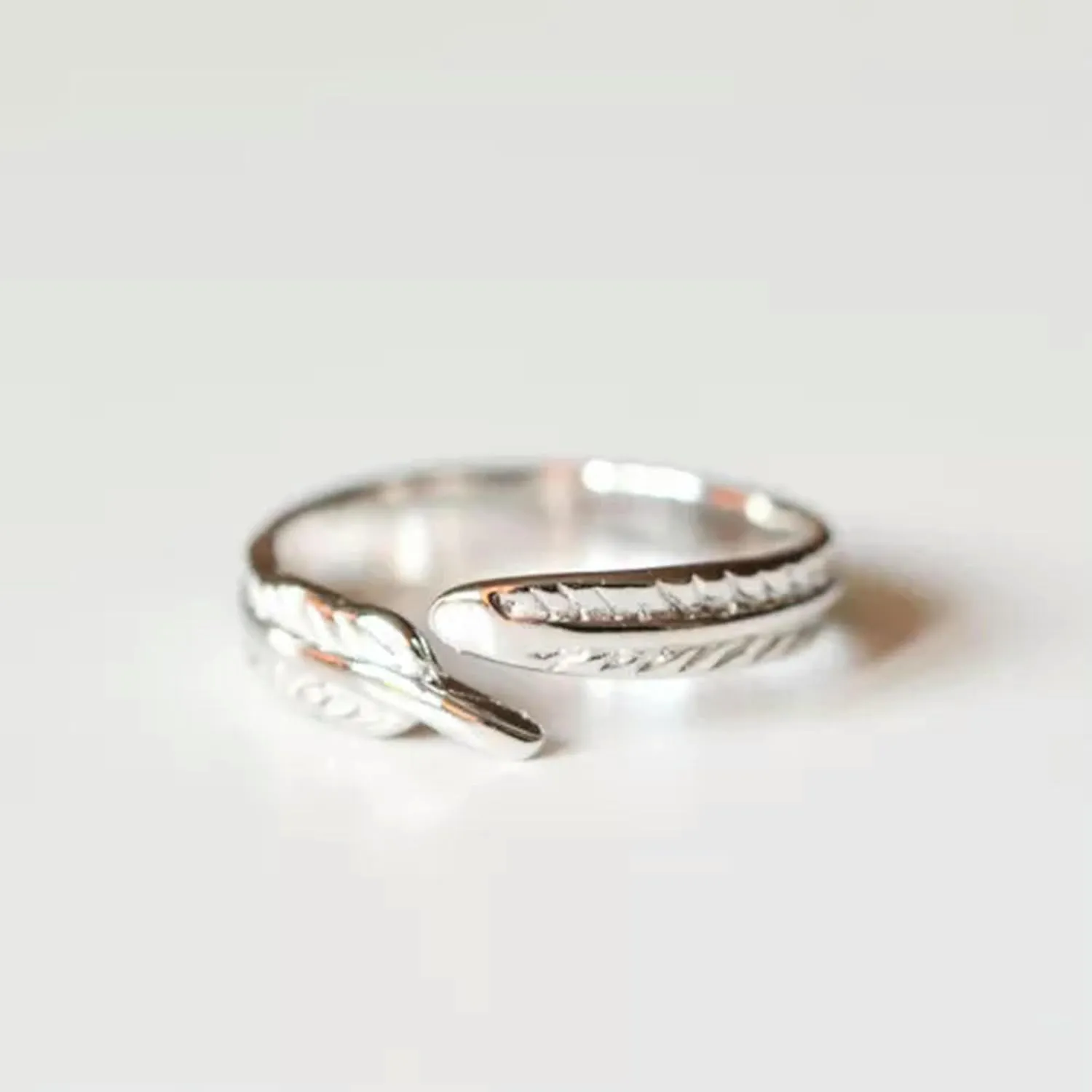 925 Silver Feather Above Knuckle Midi Mid Pinkie Toe Thumb Ring A3413-Oxidized-6