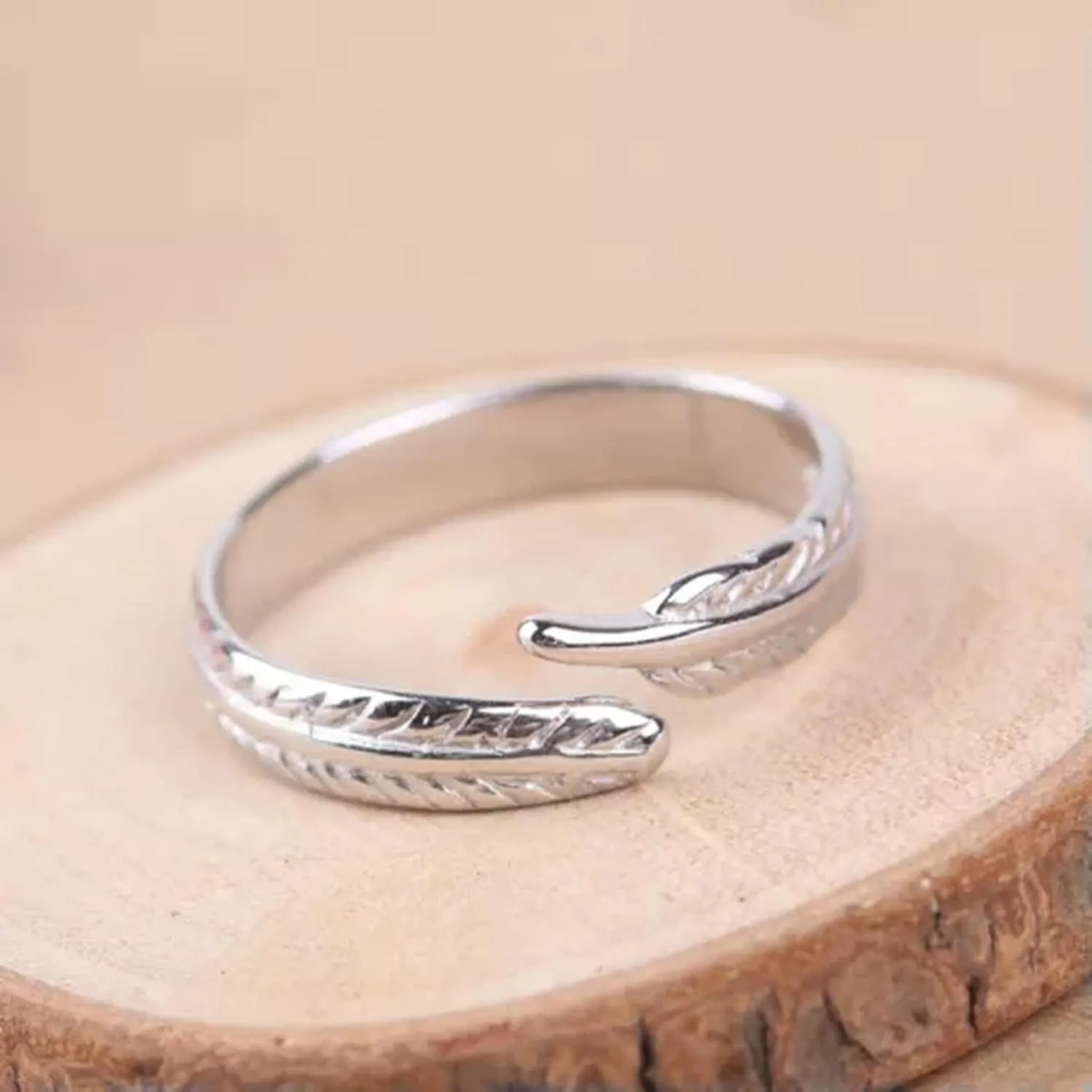 925 Silver Feather Above Knuckle Midi Mid Pinkie Toe Thumb Ring A3413-Oxidized-6