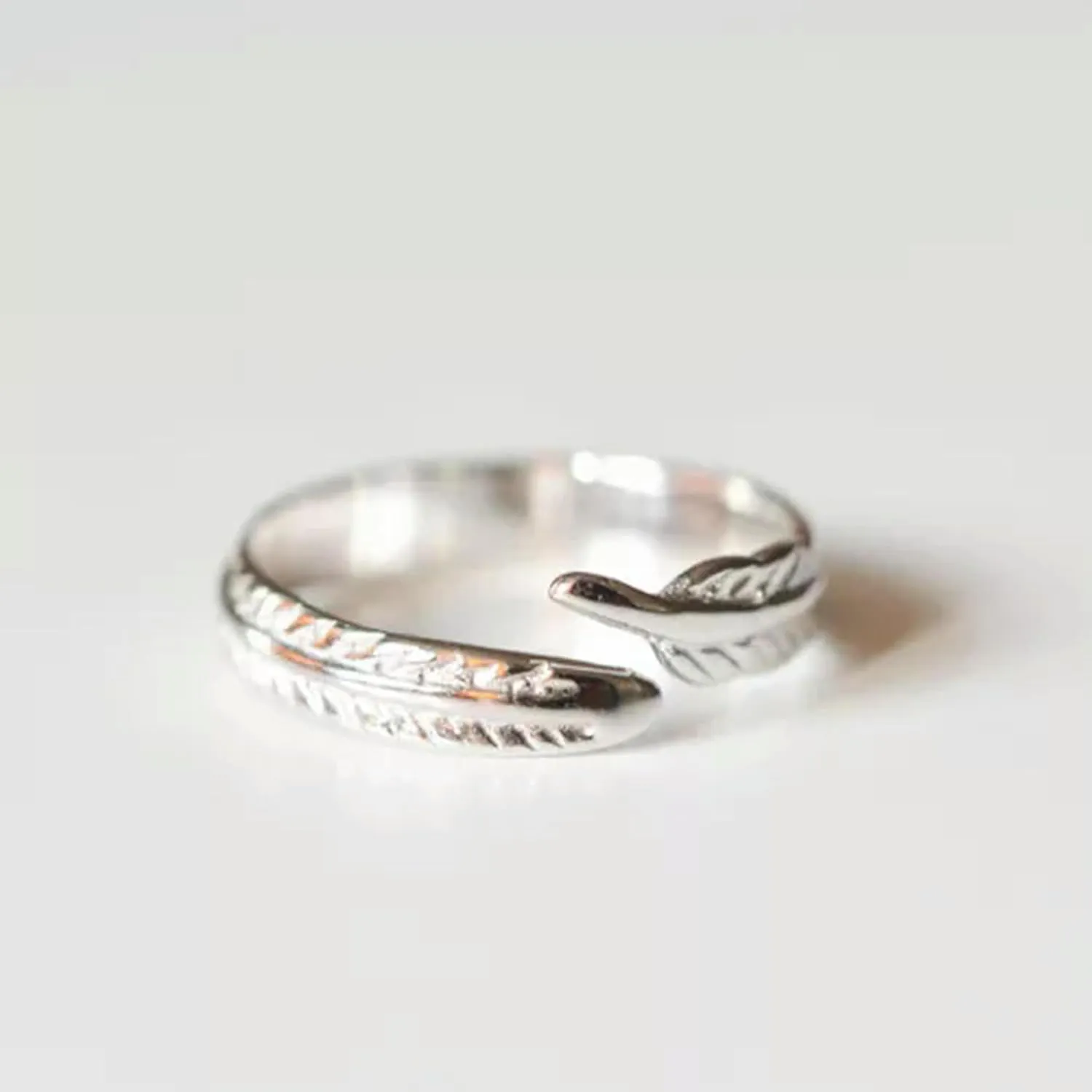 925 Silver Feather Above Knuckle Midi Mid Pinkie Toe Thumb Ring A3413-Oxidized-6
