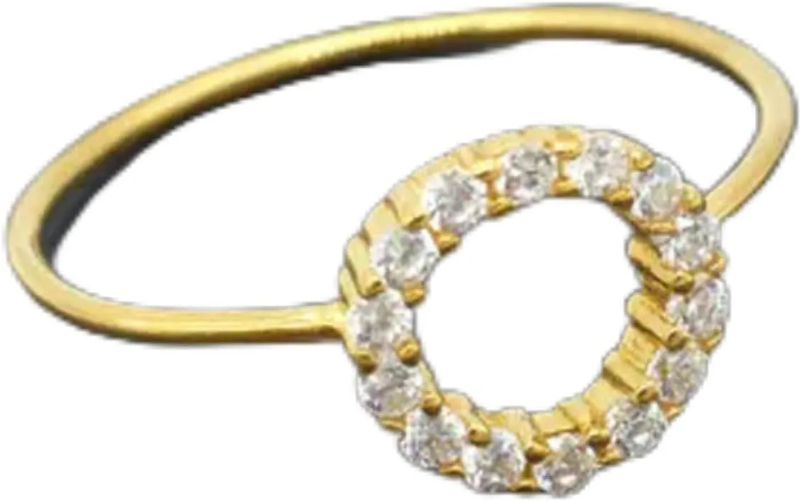 925 Silver Halo Circle CZ Knuckle Midi Pinkie Gold Tone Ring A3027-4