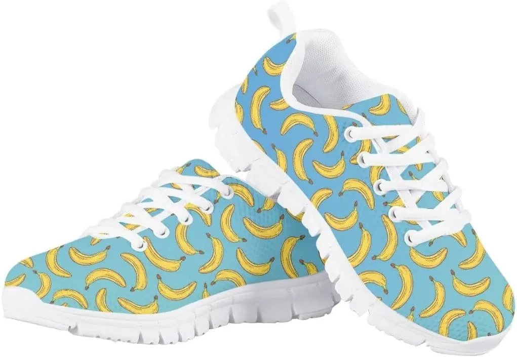 AmzPrint Cute Cartoon Fruit Print Mexican Avocado Shoes for Girls Fashion Lightweight Mesh Upper Lace-Up Flat Sneakers 10.5