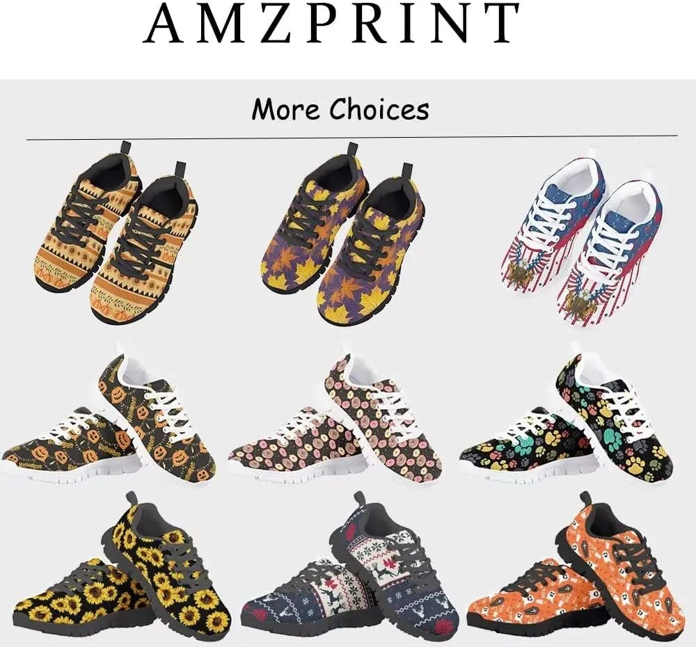 AmzPrint Cute Cartoon Fruit Print Mexican Avocado Shoes for Girls Fashion Lightweight Mesh Upper Lace-Up Flat Sneakers 10.5