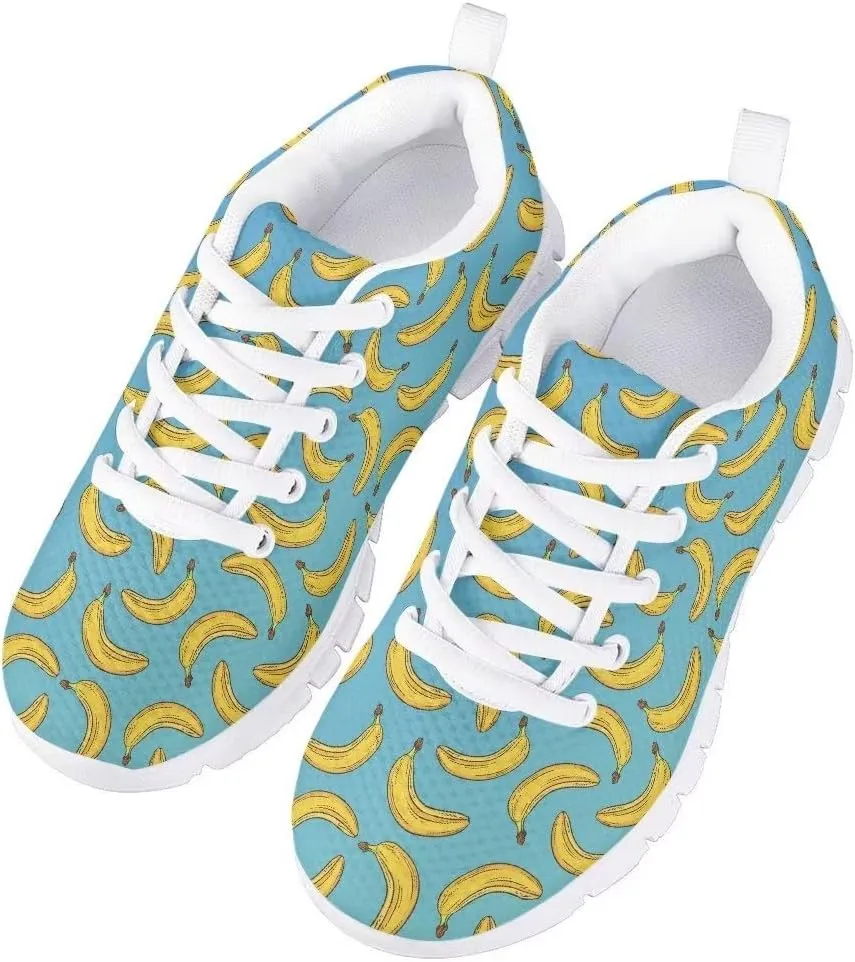 AmzPrint Cute Cartoon Fruit Print Mexican Avocado Shoes for Girls Fashion Lightweight Mesh Upper Lace-Up Flat Sneakers 10.5