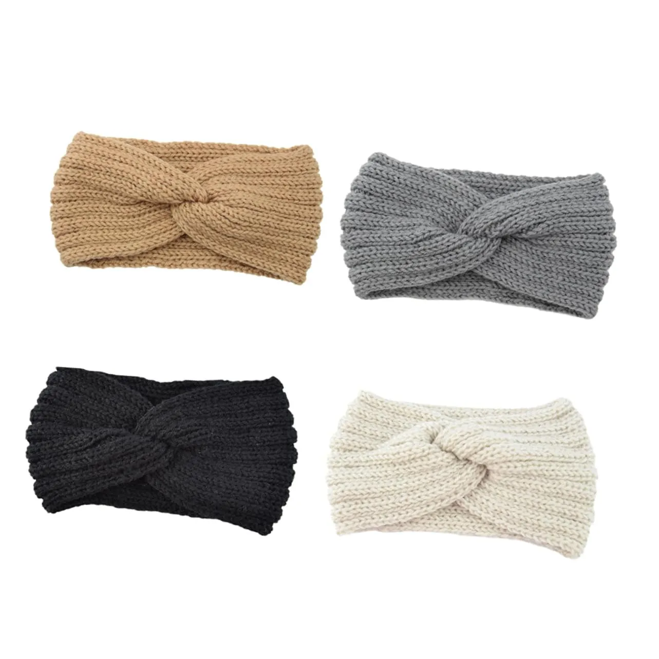 Angoily 4pcs Knitted Cross Wide-edged Hair Band for Women Warm Ear Protection Headgear Knitting Hairband Stylish Accessory for Winter Wear