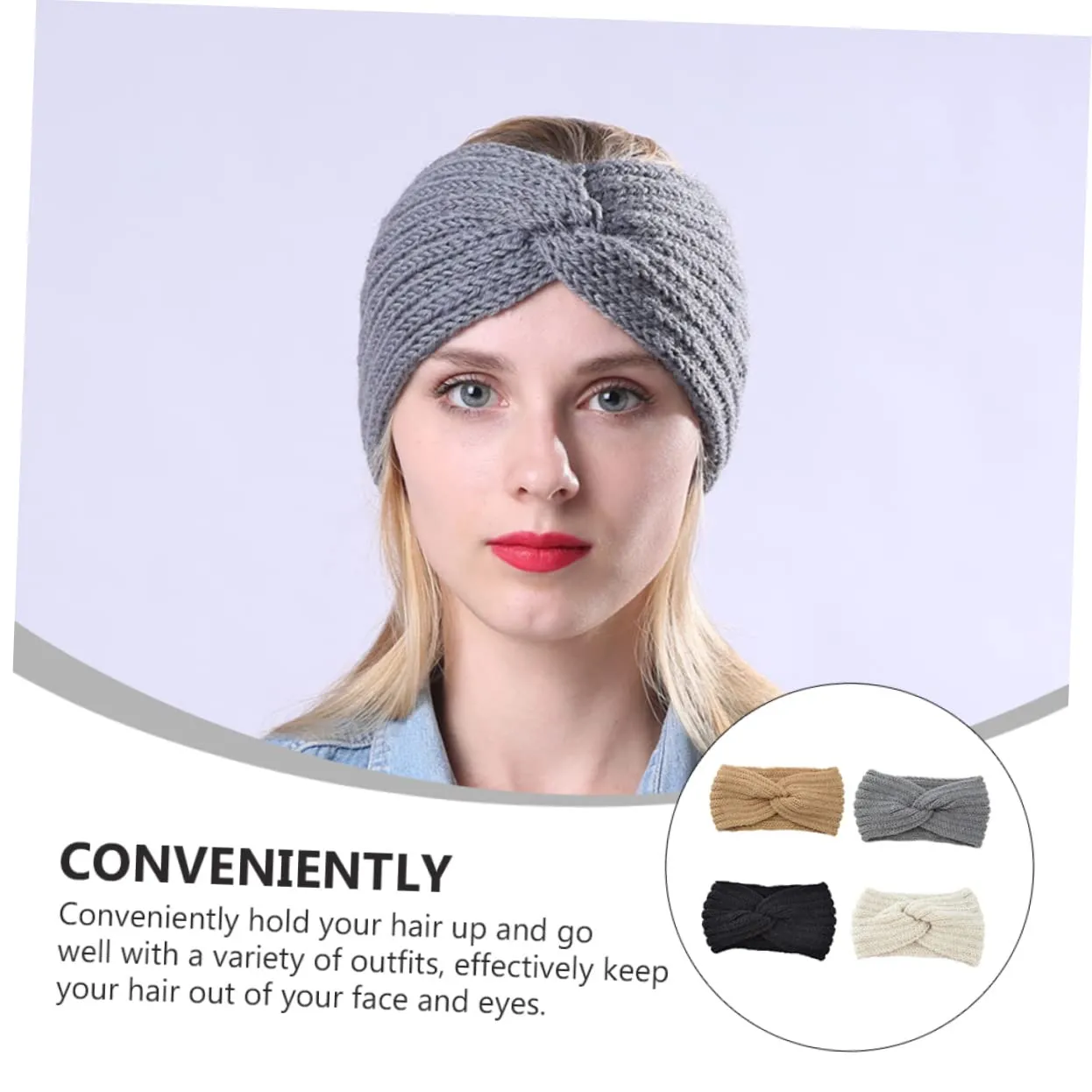 Angoily 4pcs Knitted Cross Wide-edged Hair Band for Women Warm Ear Protection Headgear Knitting Hairband Stylish Accessory for Winter Wear