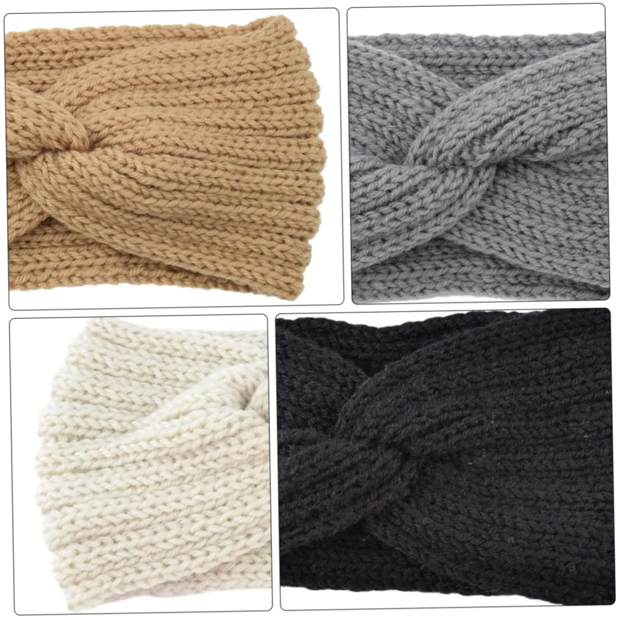Angoily 4pcs Knitted Cross Wide-edged Hair Band for Women Warm Ear Protection Headgear Knitting Hairband Stylish Accessory for Winter Wear