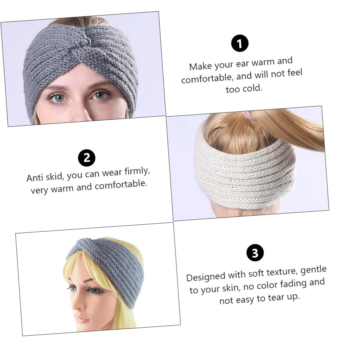 Angoily 4pcs Knitted Cross Wide-edged Hair Band for Women Warm Ear Protection Headgear Knitting Hairband Stylish Accessory for Winter Wear