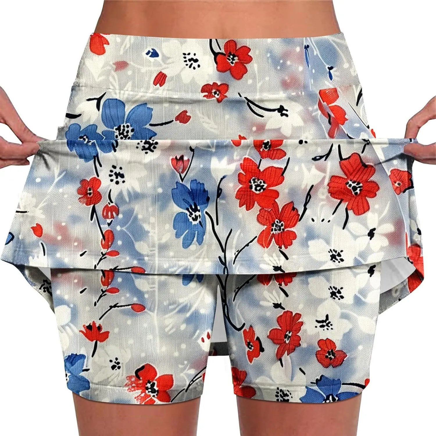 Athletic Skorts for Women Summer Trendy High Waisted Skirts with Shorts Underneath Stretch Workout Running Gym Shorts