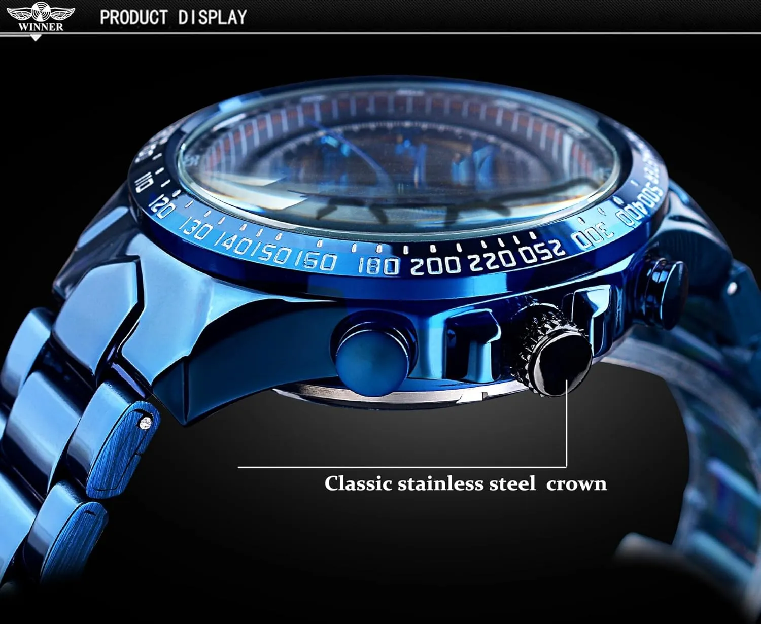 Automatic Mechanical Gold Watch Men Big Case Luxury Fashion Skeleton Luminous Watches Waterproof
