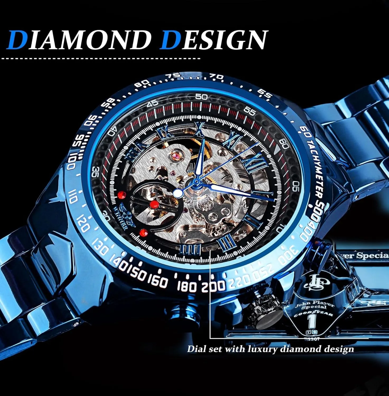 Automatic Mechanical Gold Watch Men Big Case Luxury Fashion Skeleton Luminous Watches Waterproof