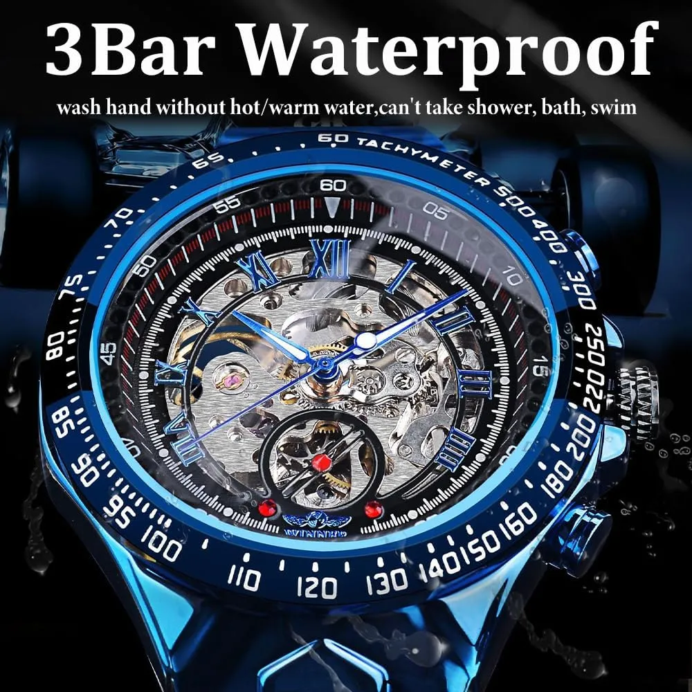 Automatic Mechanical Gold Watch Men Big Case Luxury Fashion Skeleton Luminous Watches Waterproof