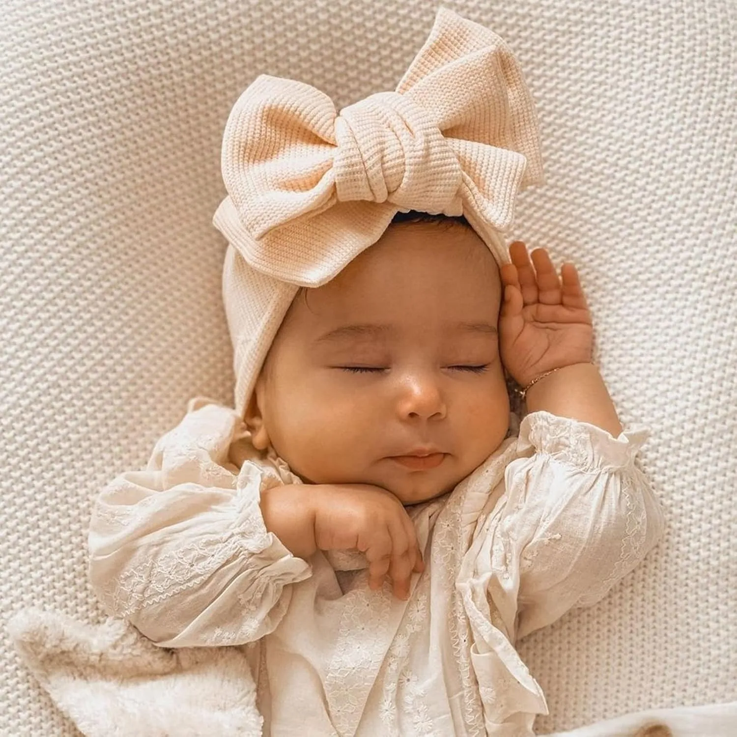 Baby Nylon Headbands Oversized Bow Headband Children's Knitted Knotted Headband Fontanelle Hair Autumn (E, One Size)