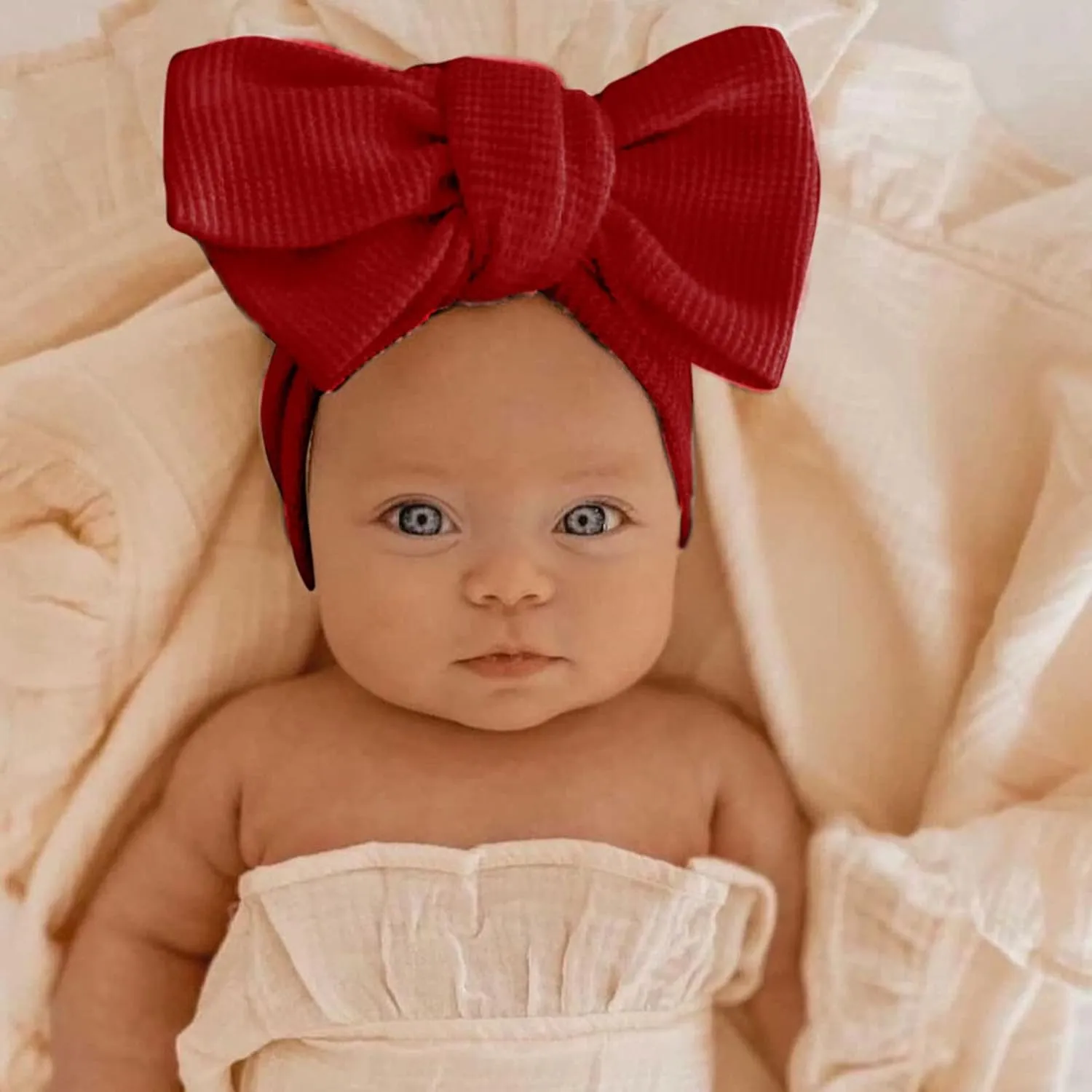 Baby Nylon Headbands Oversized Bow Headband Children's Knitted Knotted Headband Fontanelle Hair Autumn (E, One Size)